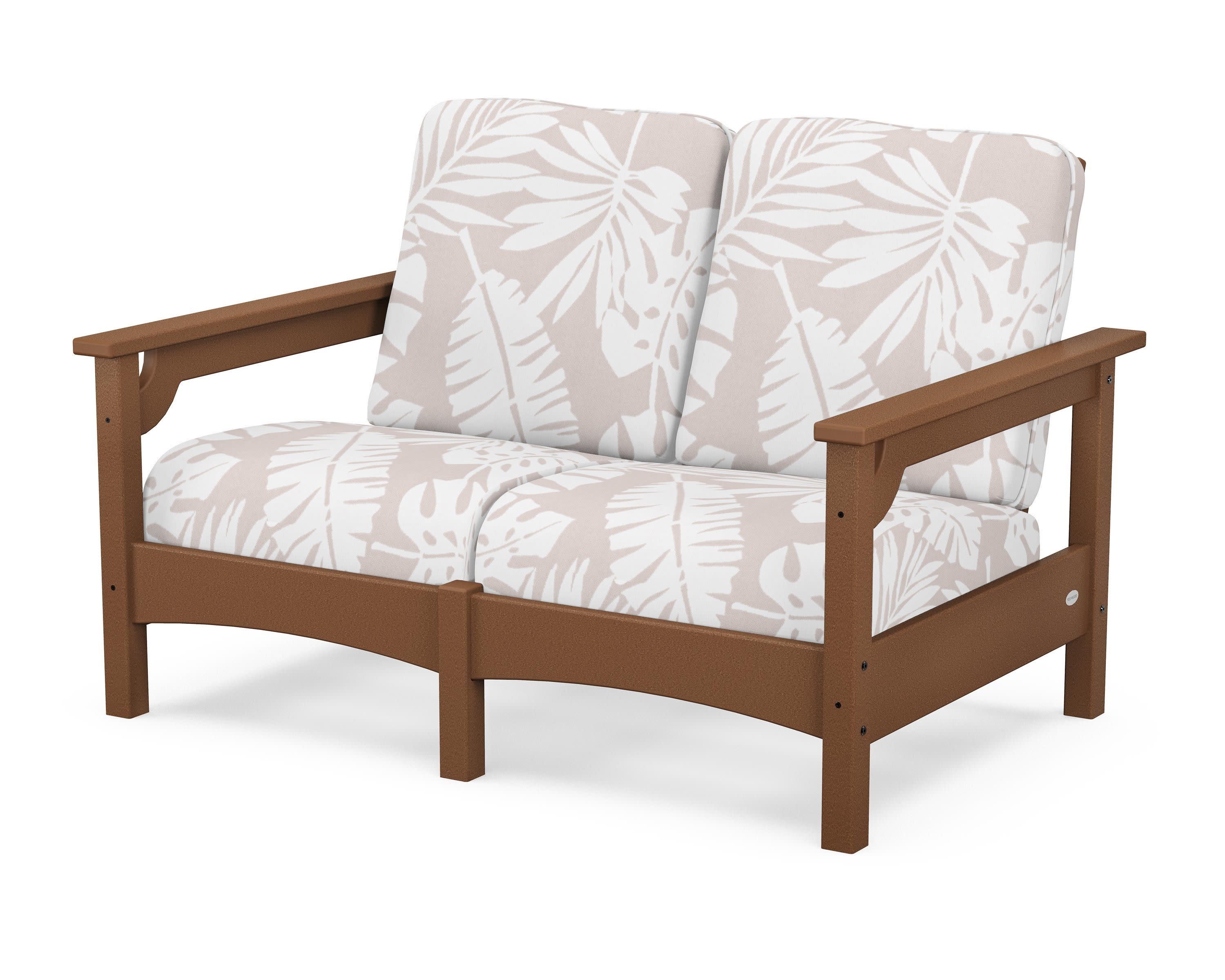 Club Loveseat in Teak / Leaf Dune Burlap