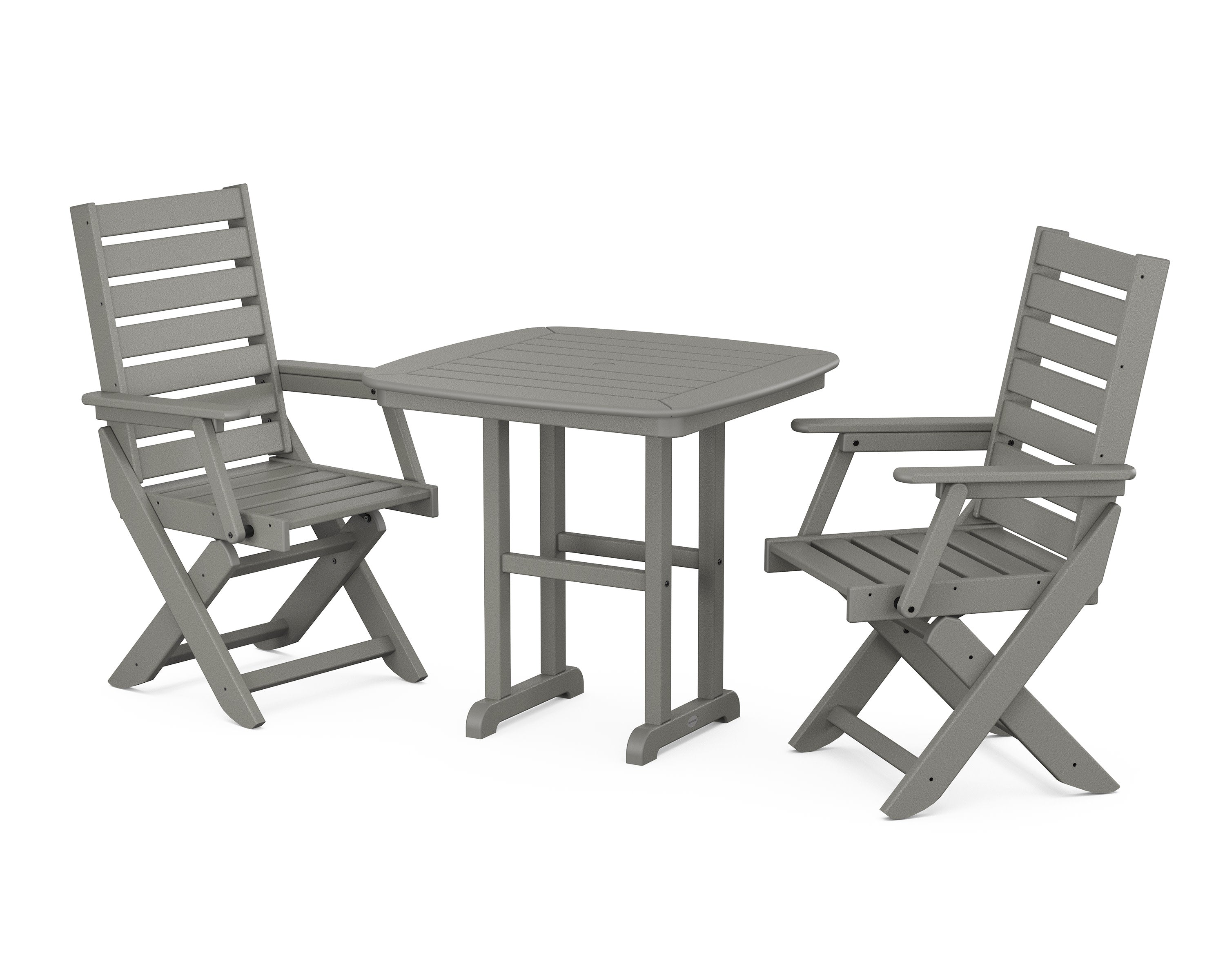 Captain Folding Chair 3-Piece Dining Set in Slate Grey