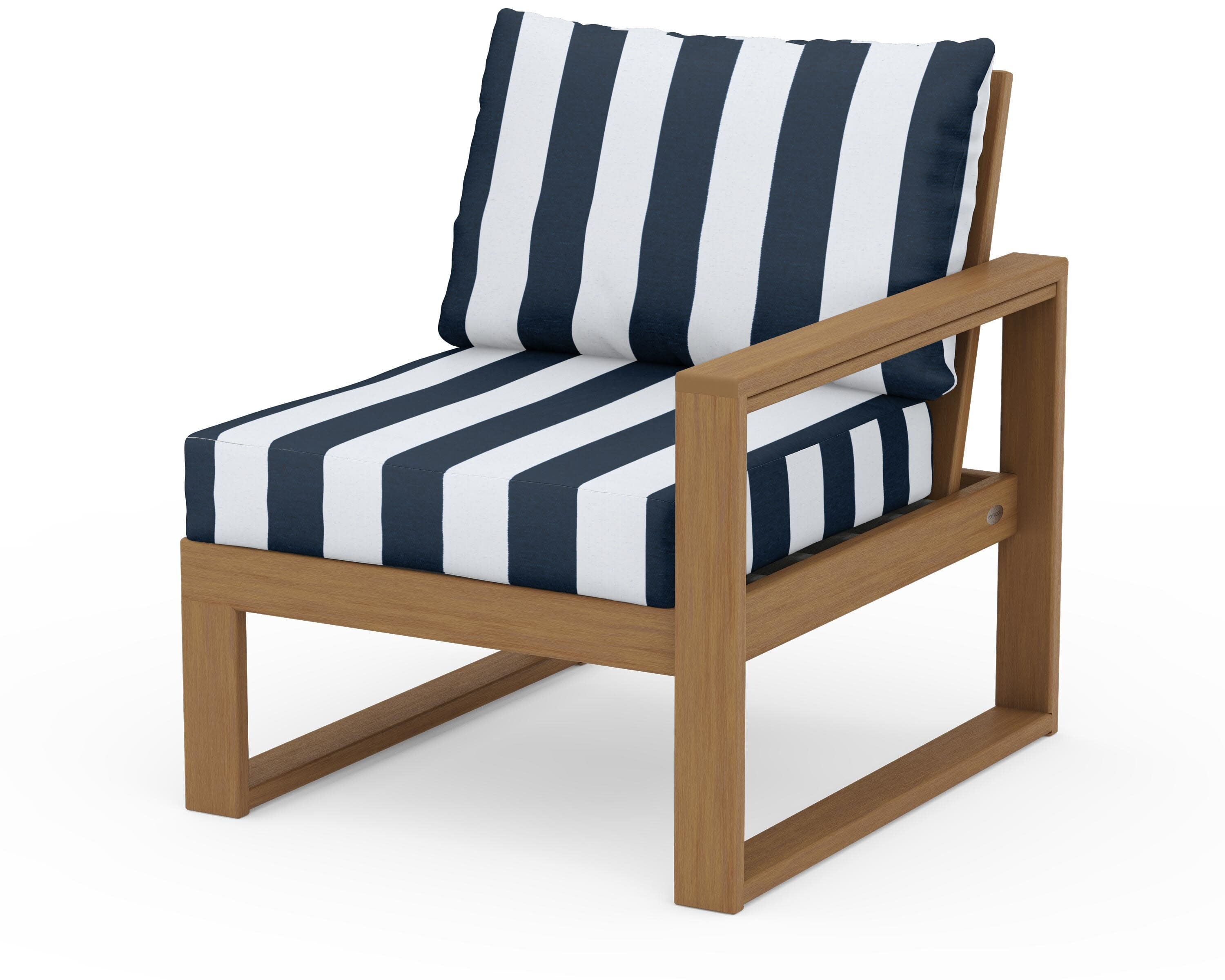EDGE Modular Right Arm Chair in Natural / Cabana Stripe Marine Indigo