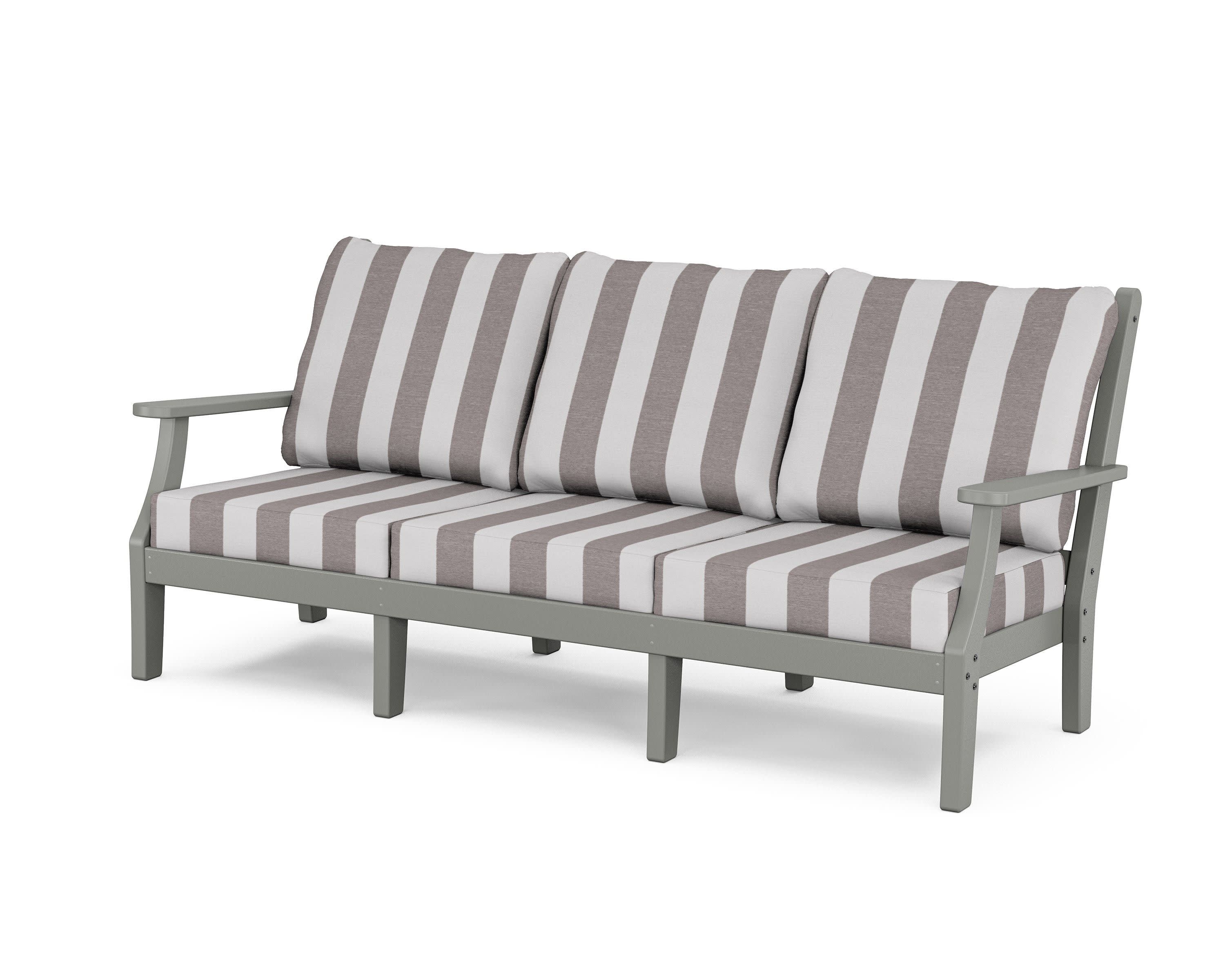 Wovendale Deep Seating Sofa in Slate Grey / Cabana Stripe Grey Mist