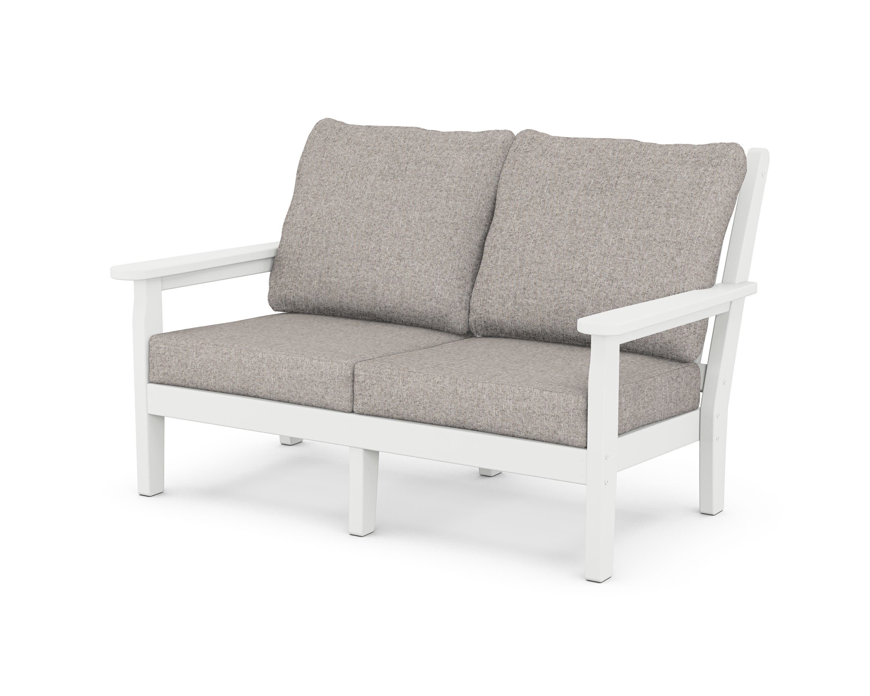 Chippendale Deep Seating Loveseat in White / Weathered Tweed