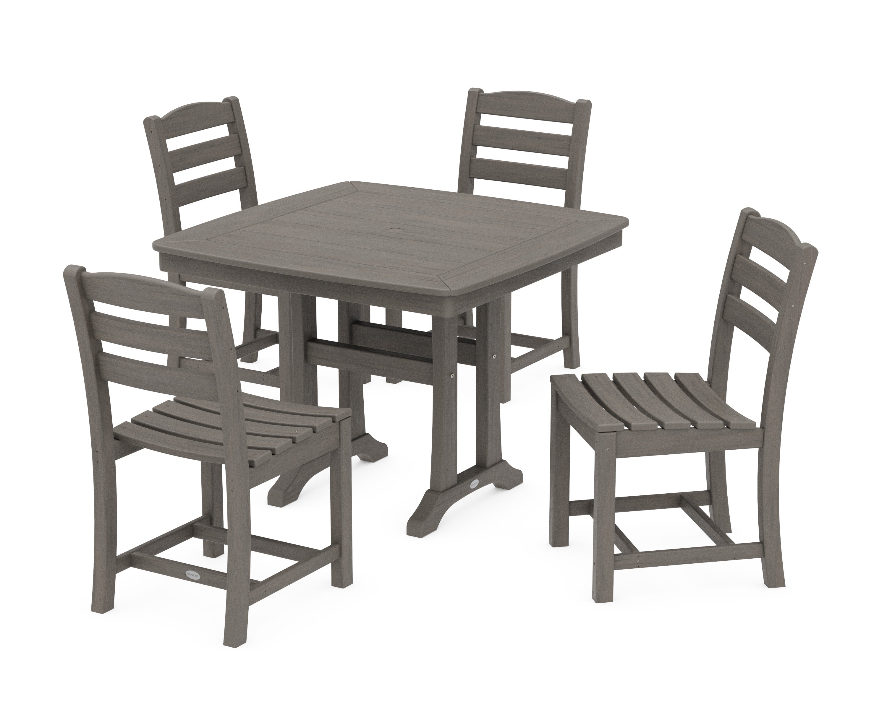 La Casa Caf Side Chair 5-Piece Dining Set with Trestle Legs in Driftwood