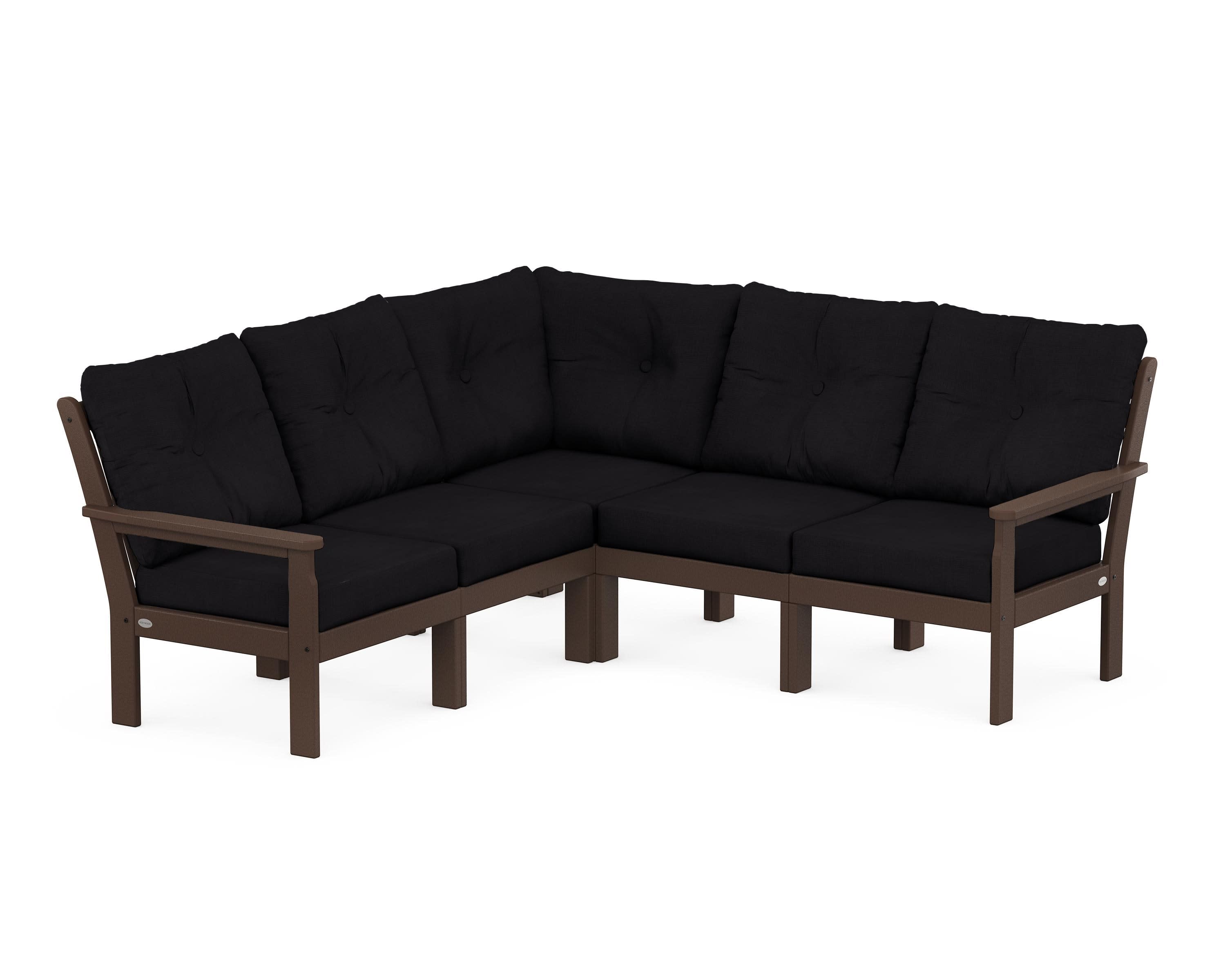 Vineyard 5-Piece Sectional in Mahogany / Midnight Linen