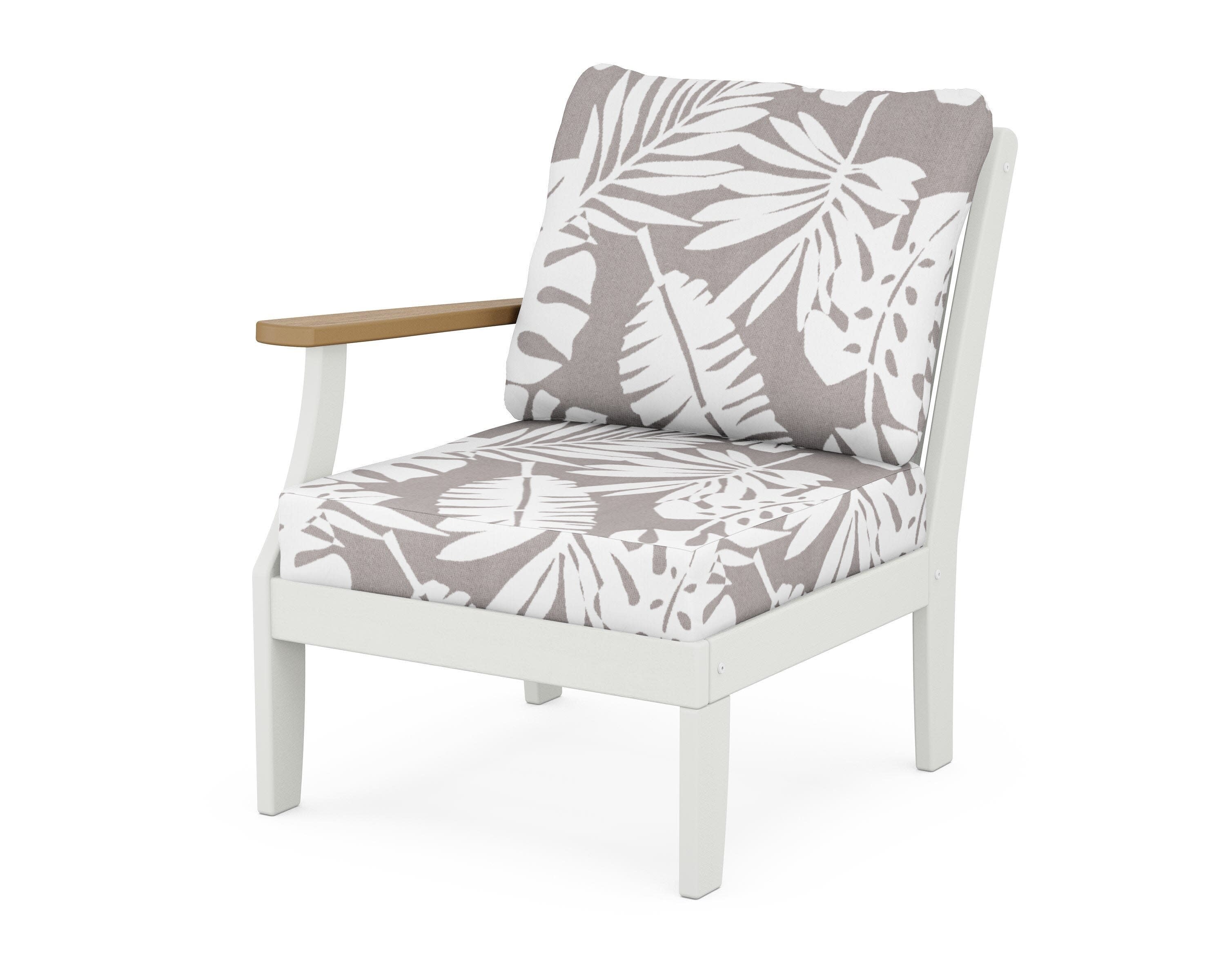 Braxton Modular Left Arm Chair in White / Natural / Leaf Grey Mist