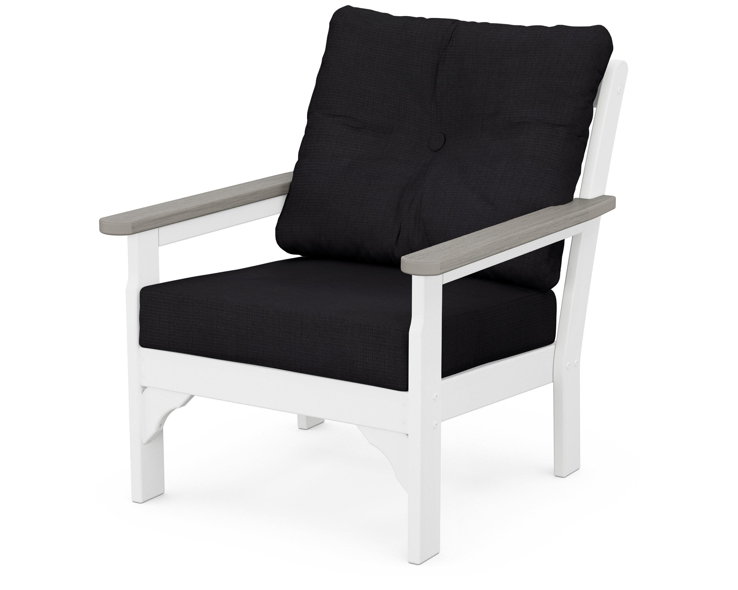 Vineyard Deep Seating Chair in White / Driftwood / Midnight Linen