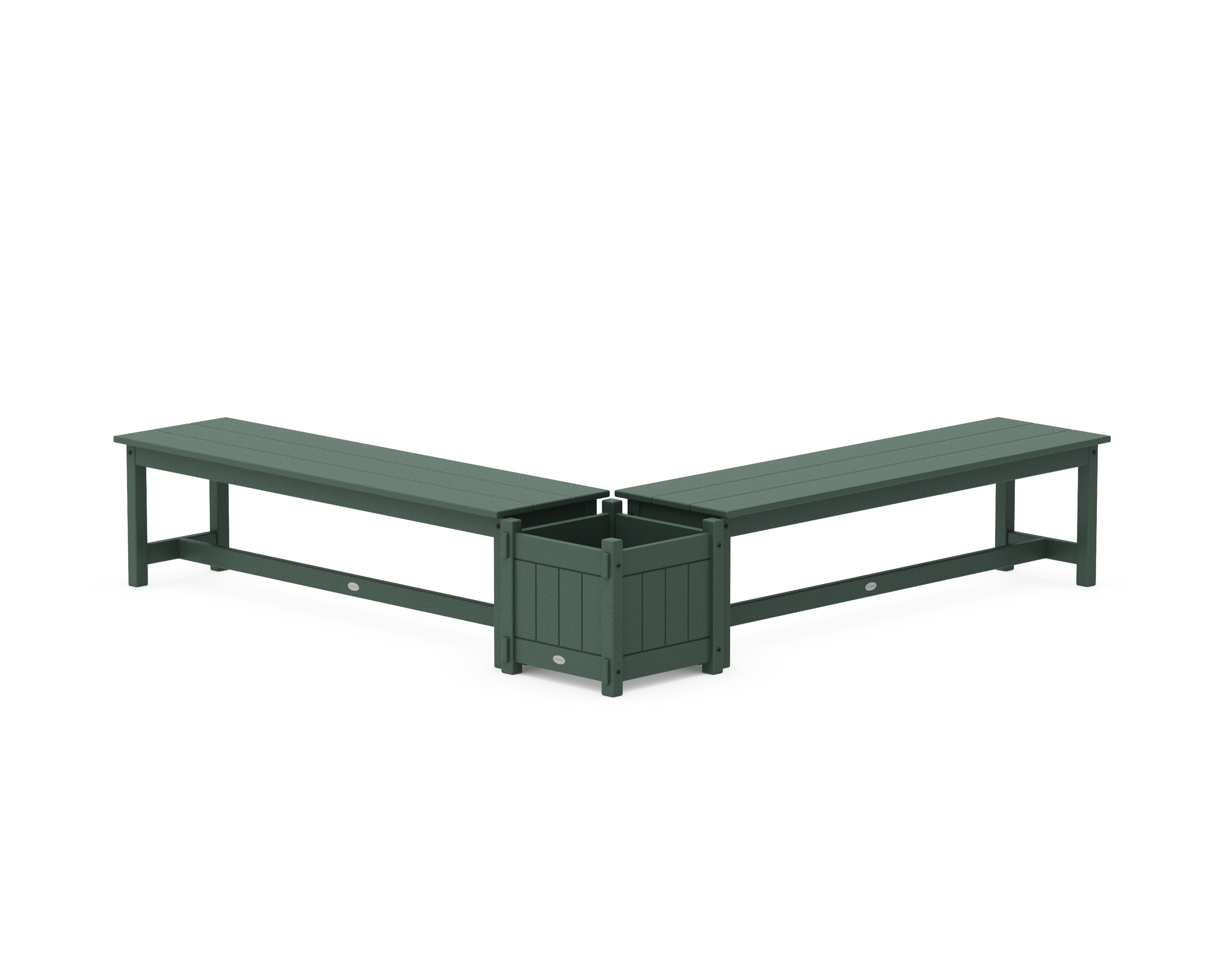 60" Vineyard L- Shaped Planter Bench Set in Green