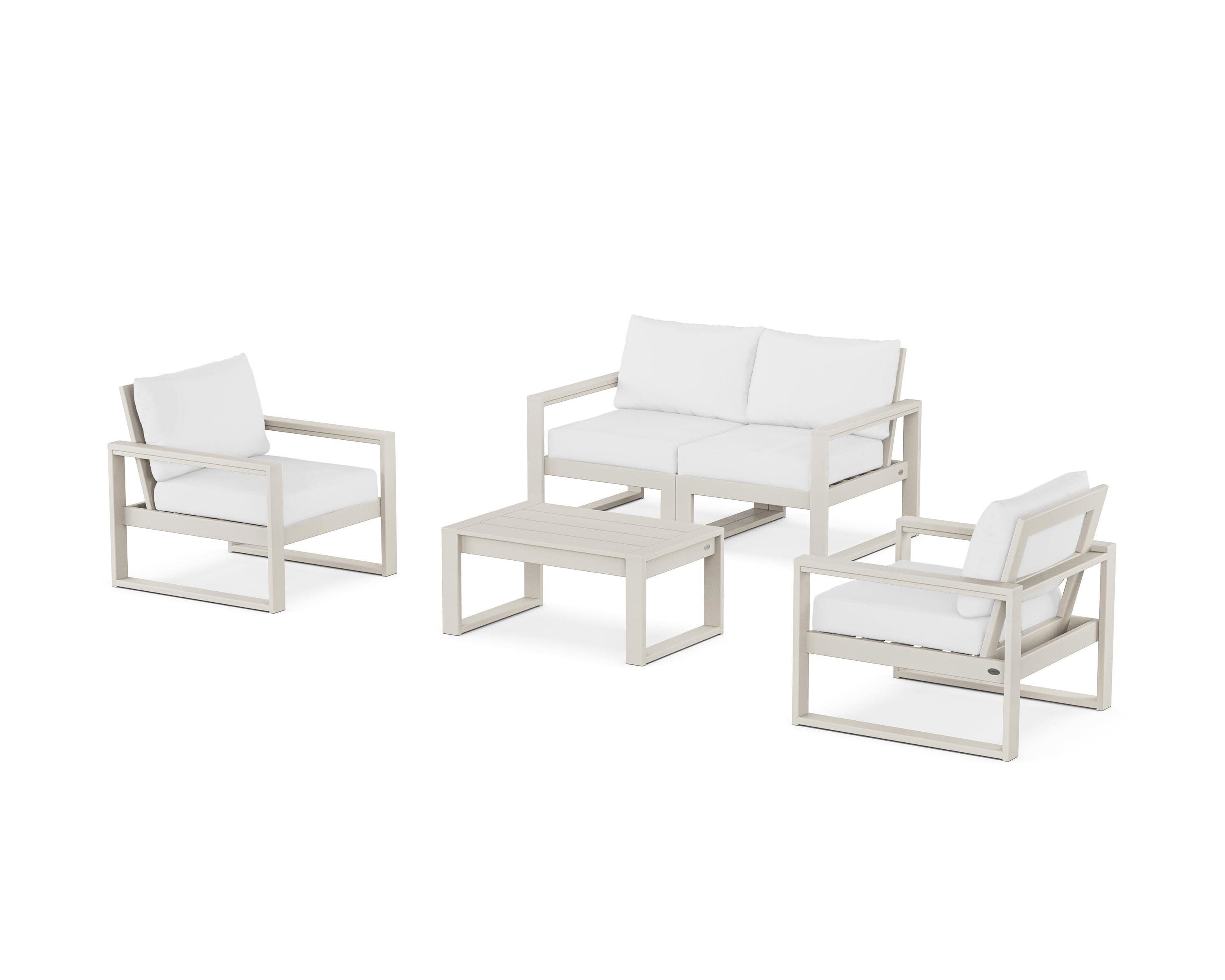 EDGE Sectional 4-Piece Deep Seating Set with Loveseat in Sand / Natural
