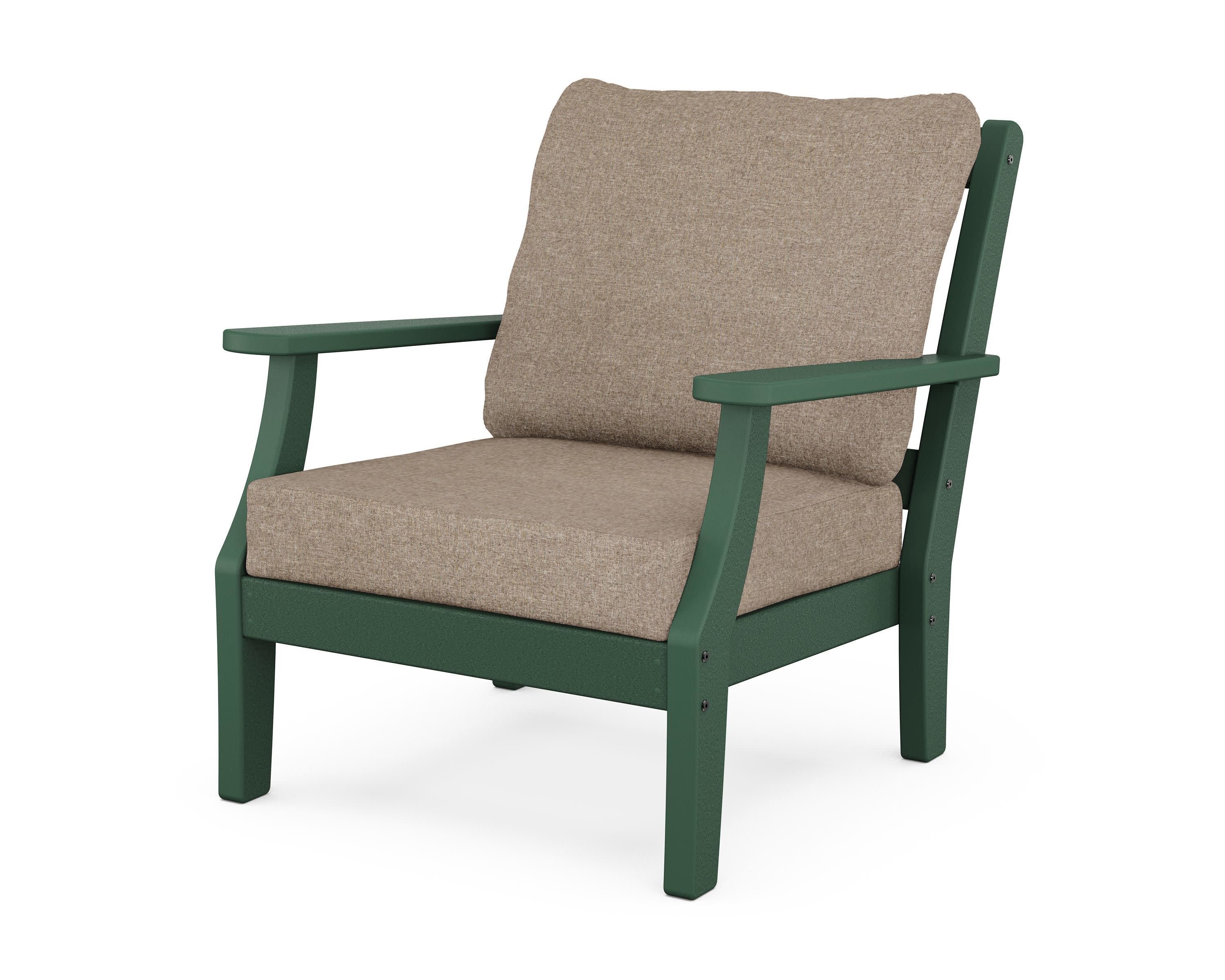 Chinoiserie Deep Seating Chair in Green / Spiced Burlap