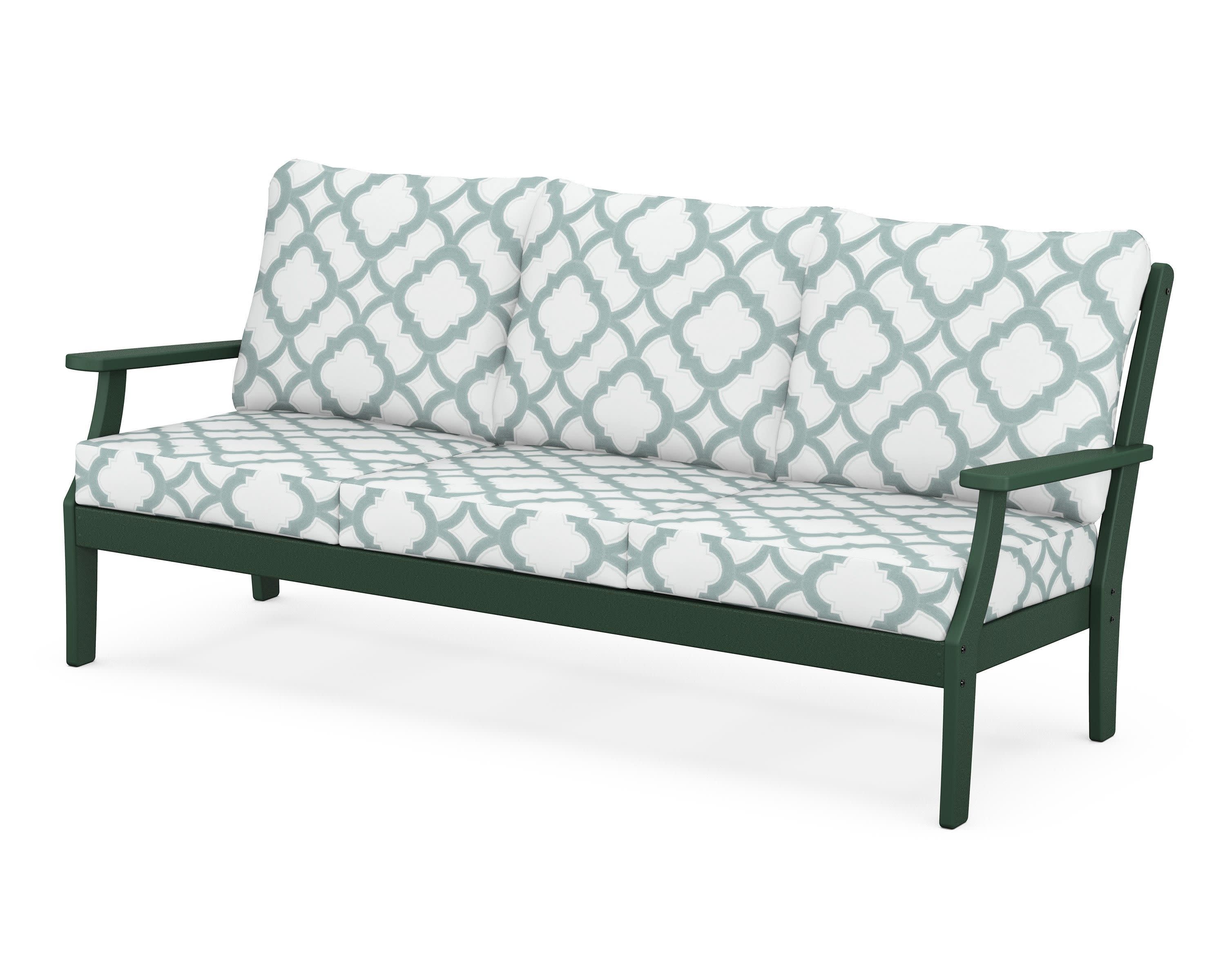 Braxton Deep Seating Sofa in Green / Trellis Glacier Spa