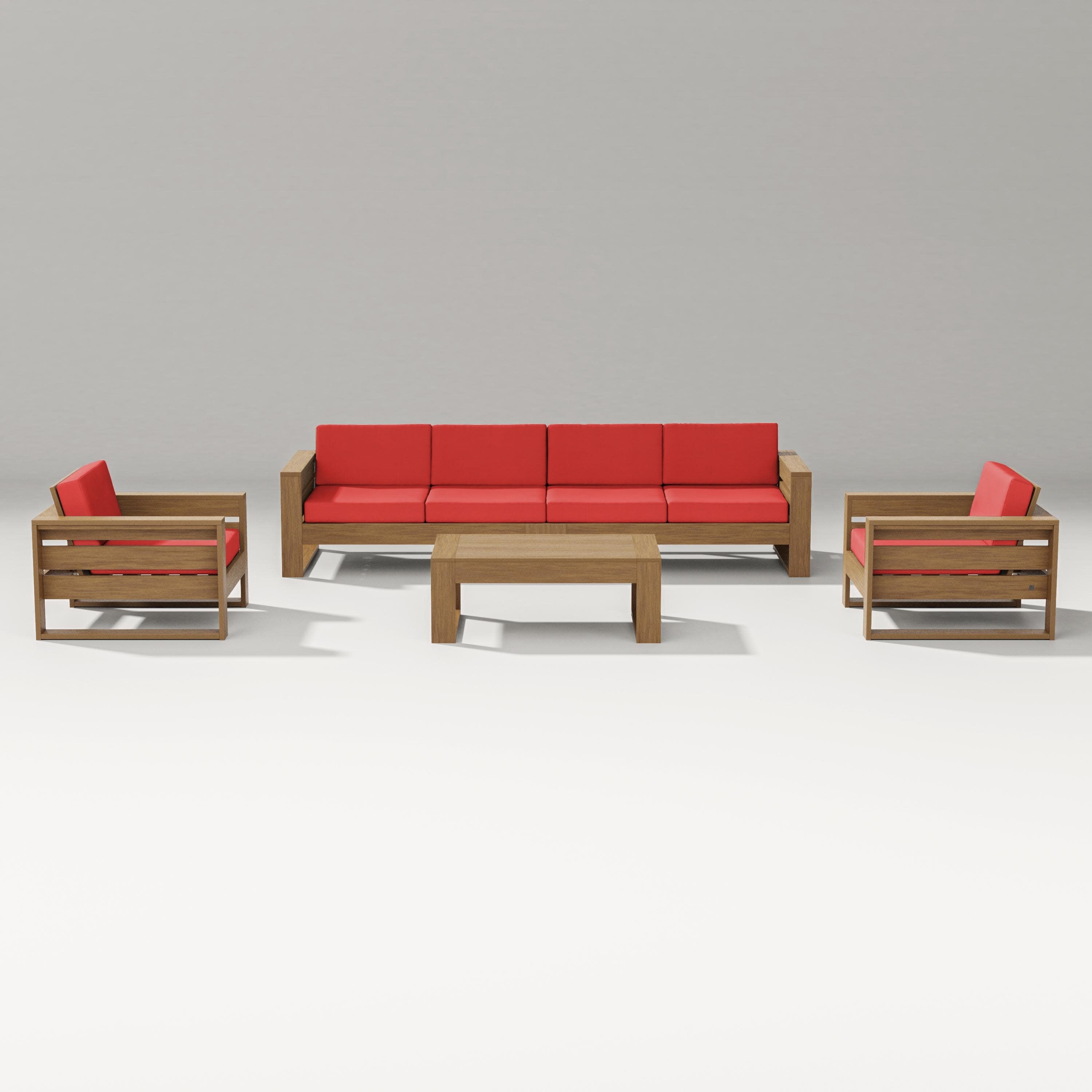 Latitude 5-Piece Lounge Sofa Set in Natural / Crimson Linen