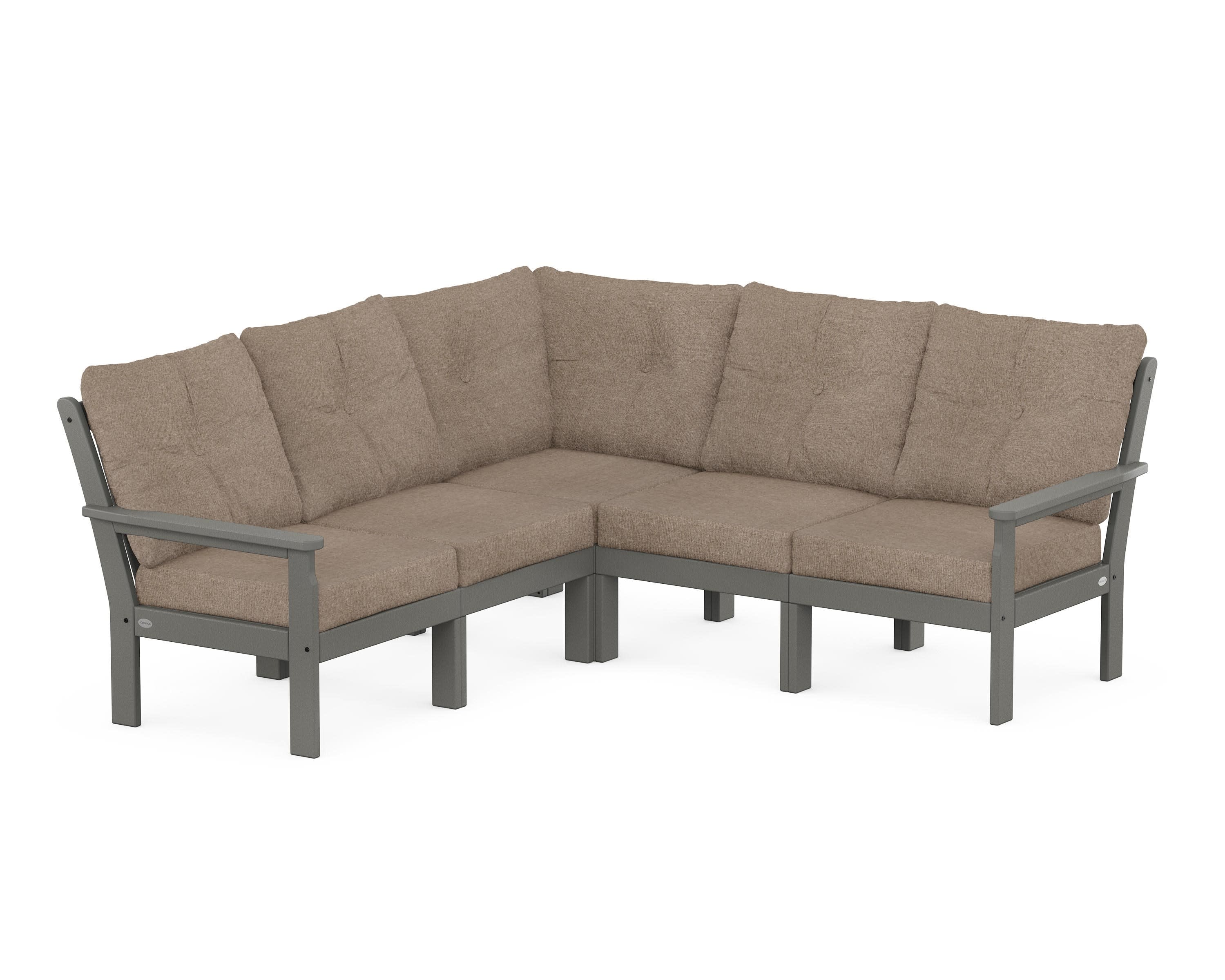Vineyard 5-Piece Sectional in Slate Grey / Spiced Burlap