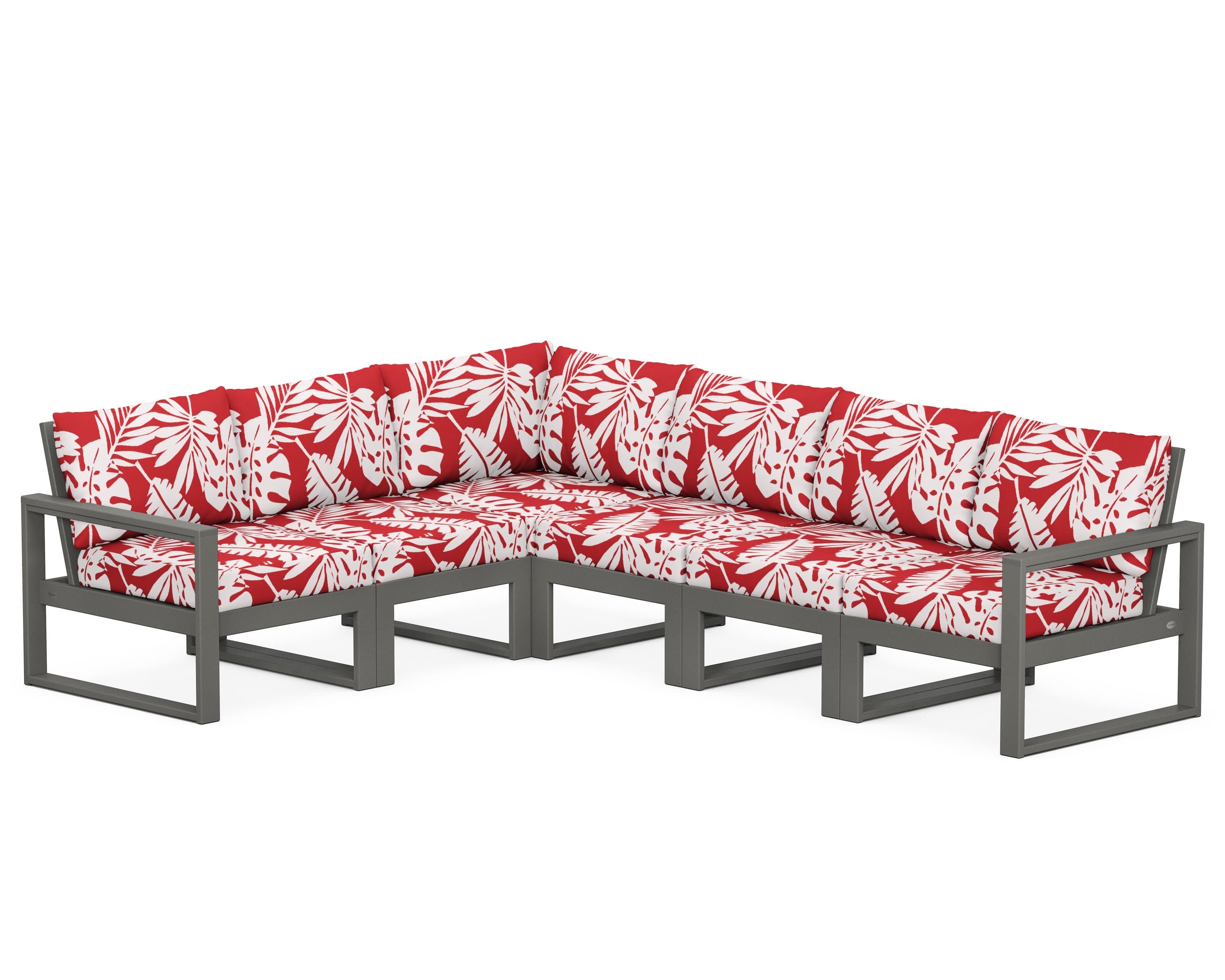 EDGE 6-Piece Modular Deep Seating Set in Slate Grey / Leaf Crimson