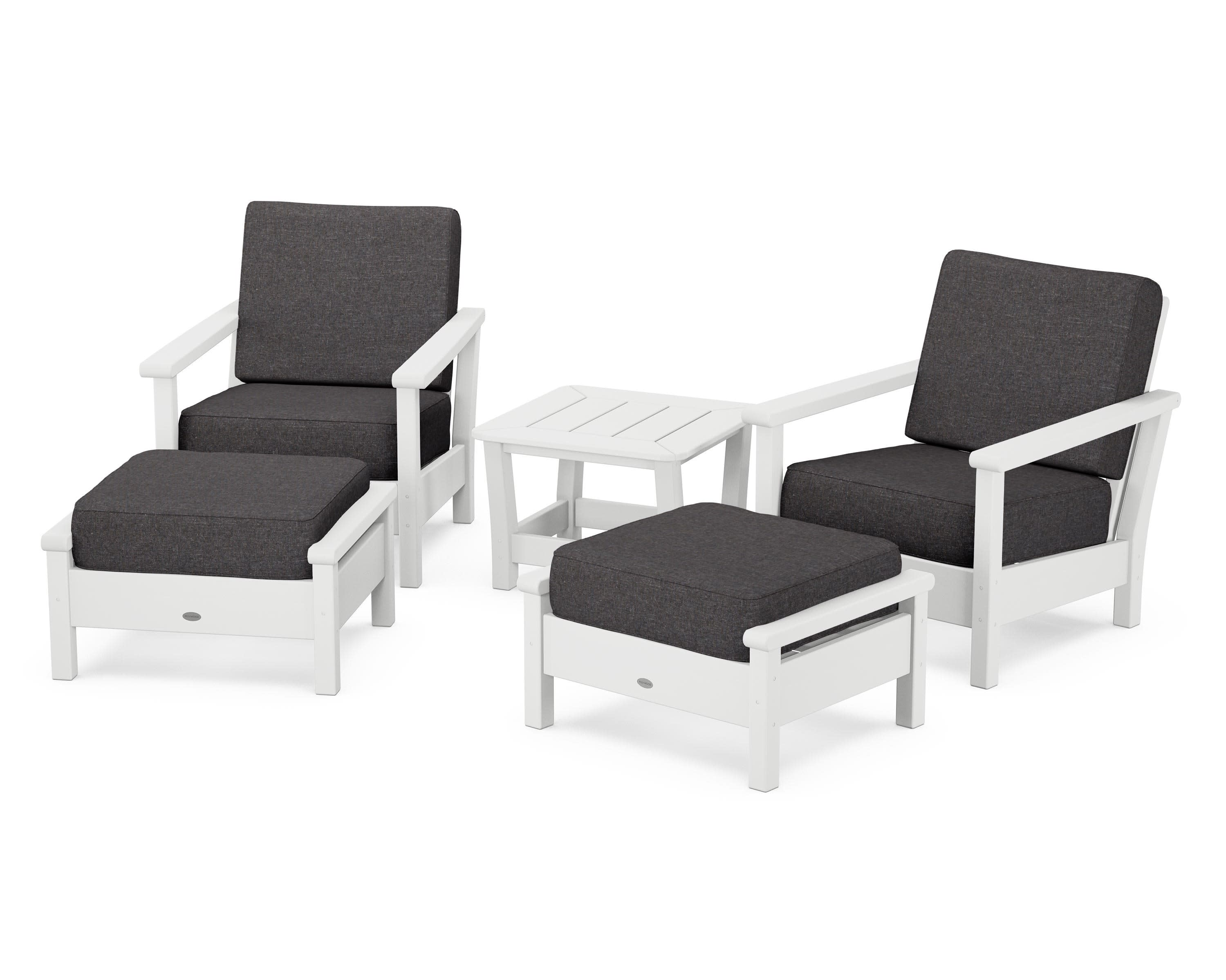 Harbour 5-Piece Deep Seating Chair Set in White / Ash Charcoal