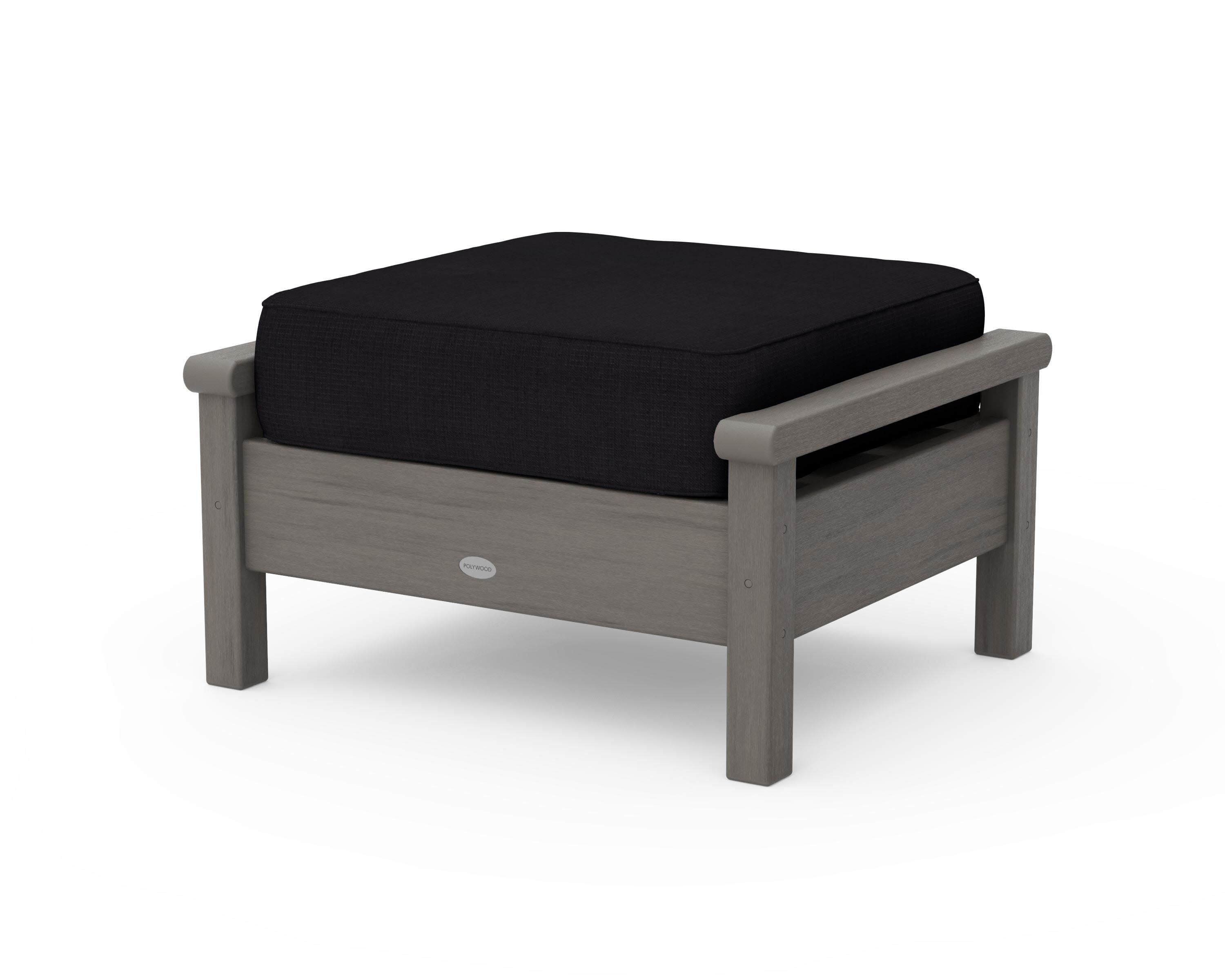 Harbour Deep Seating Ottoman in Driftwood / Midnight Linen