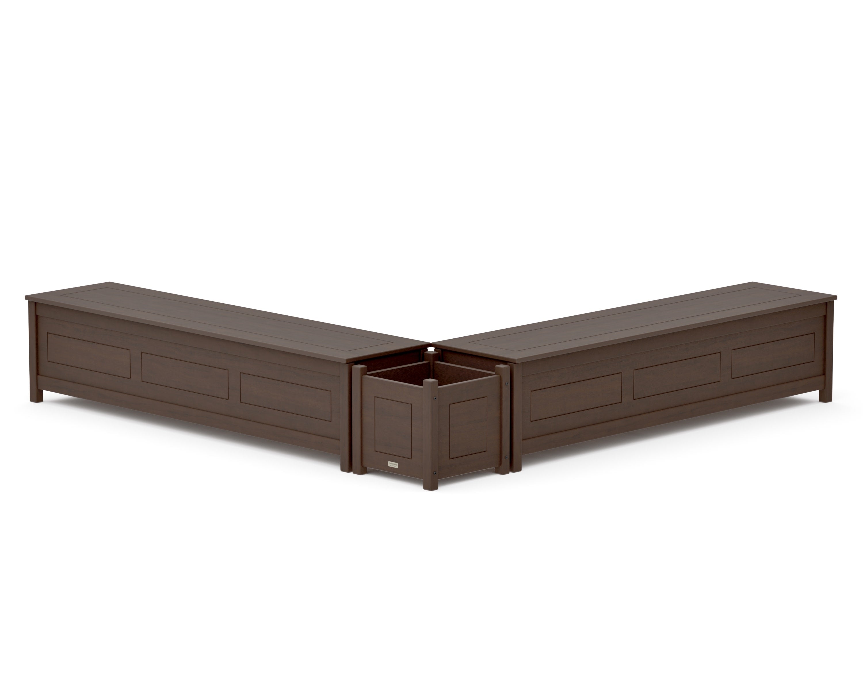 72" Country Living L- Shaped Planter Storage Bench Set in Kona