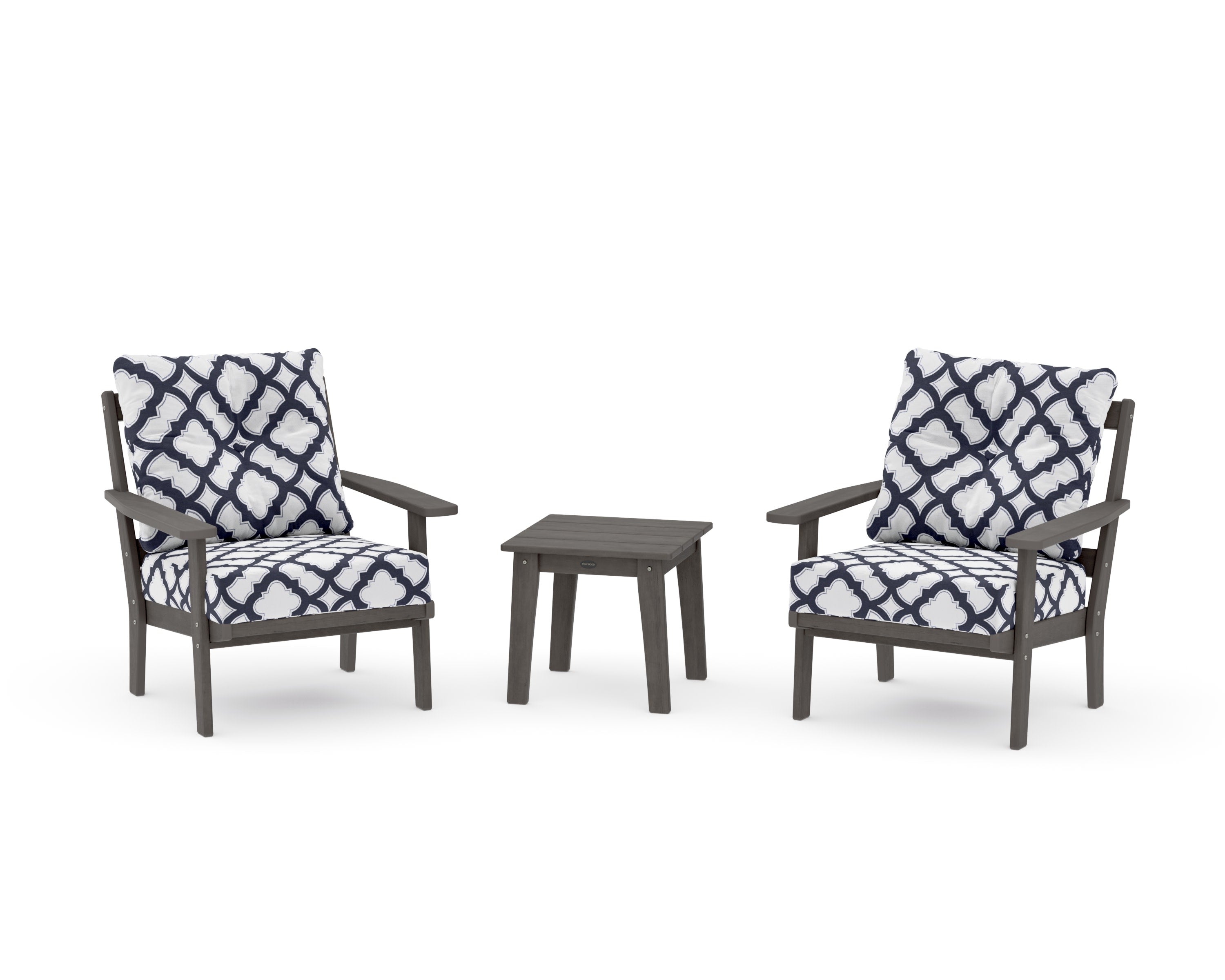 Oxford 3-Piece Deep Seating Set in Driftwood / Trellis Navy