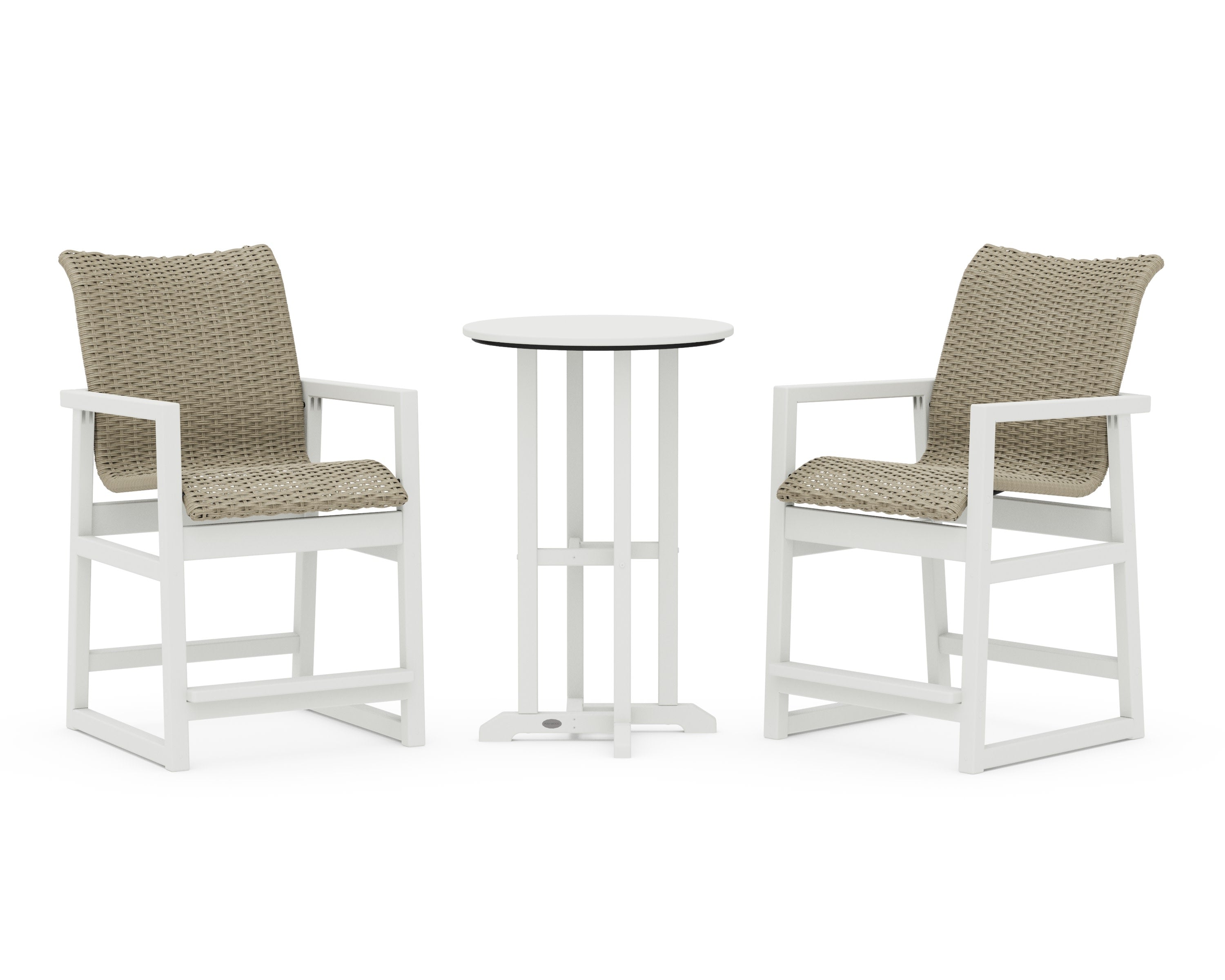 EDGE Woven 3-Piece Farmhouse Counter Set in White / Dune Grass