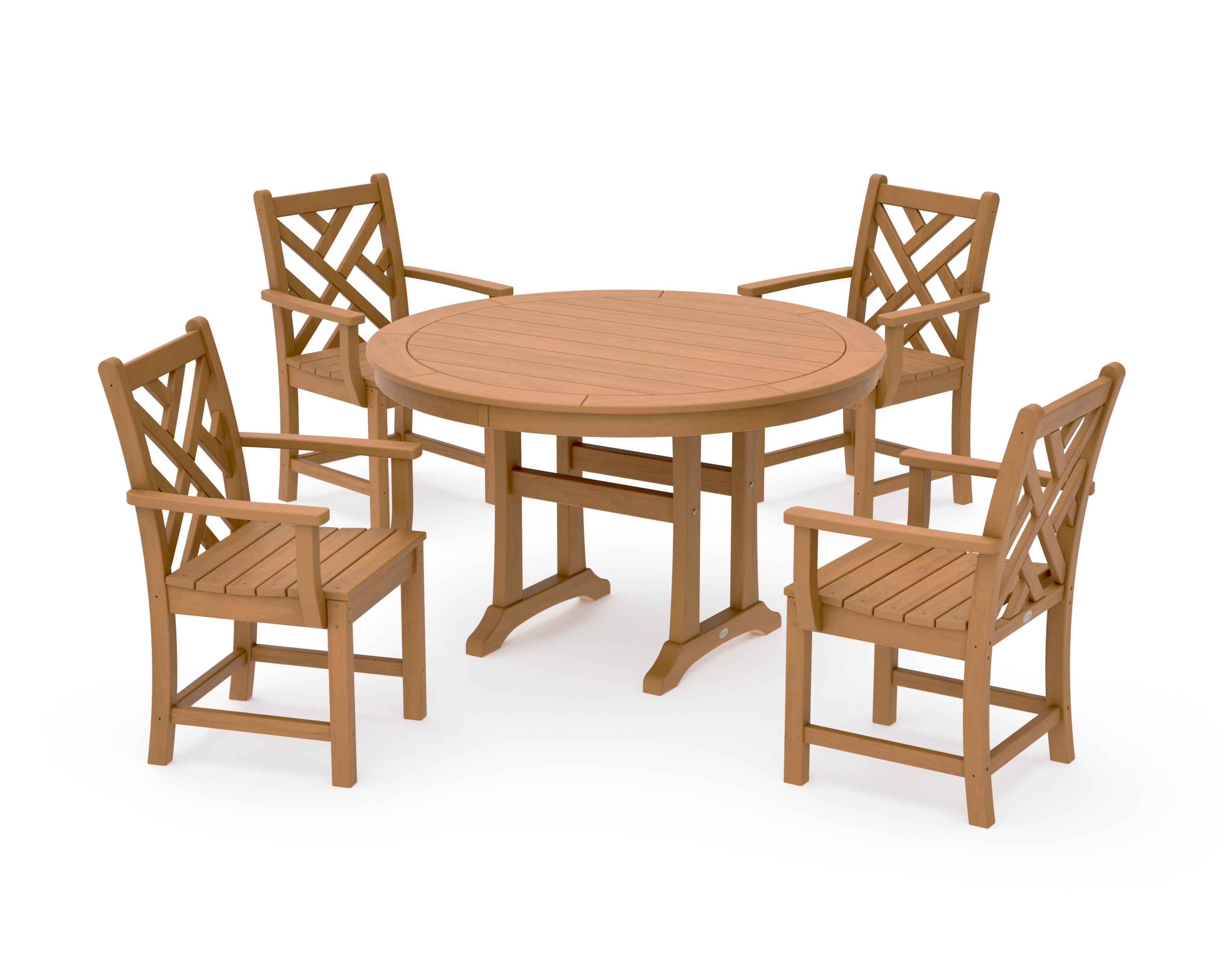 Chippendale 5-Piece Nautical Trestle Dining Arm Chair Set in Natural