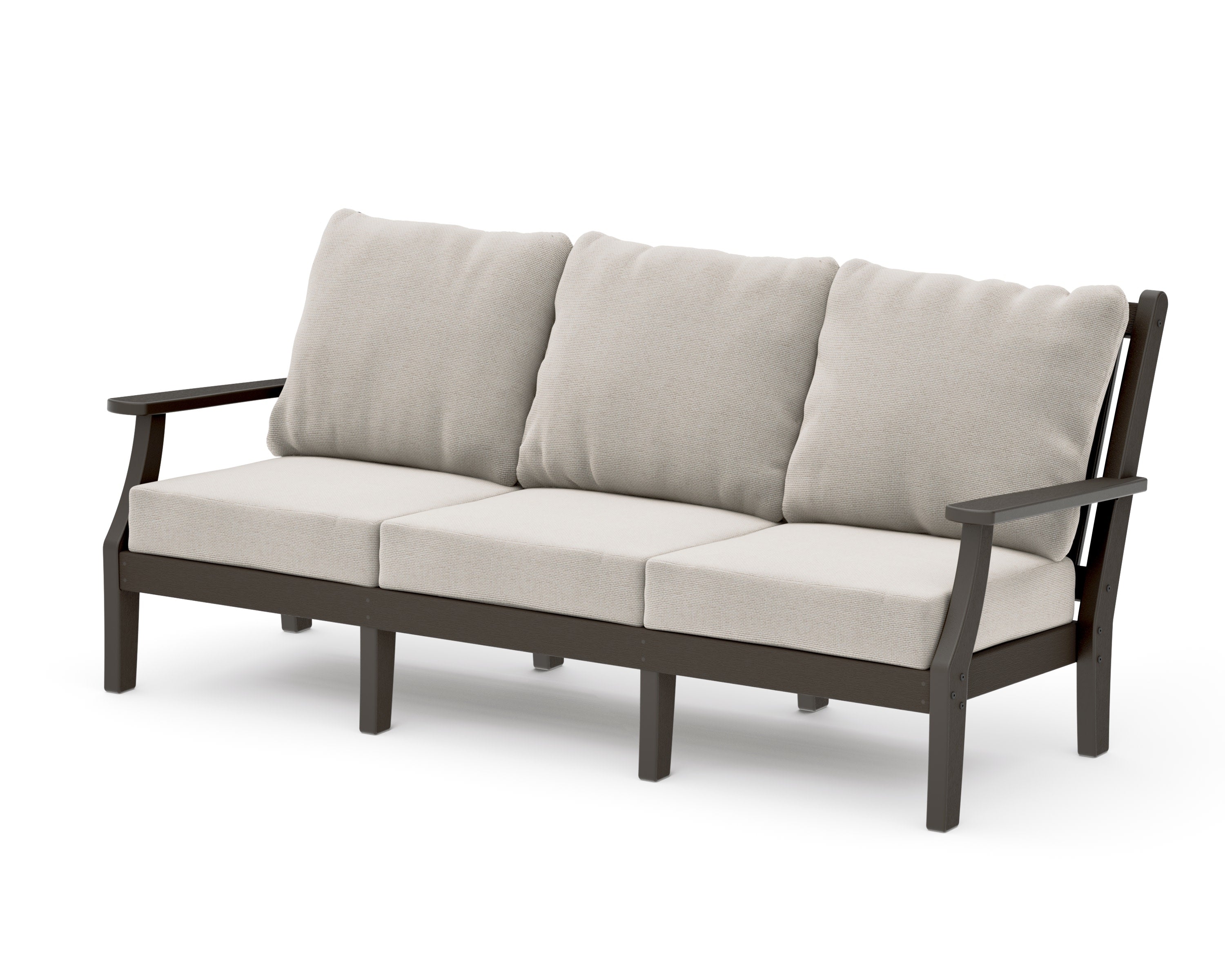 Wovendale Deep Seating Sofa in Vintage Coffee / Dune Burlap