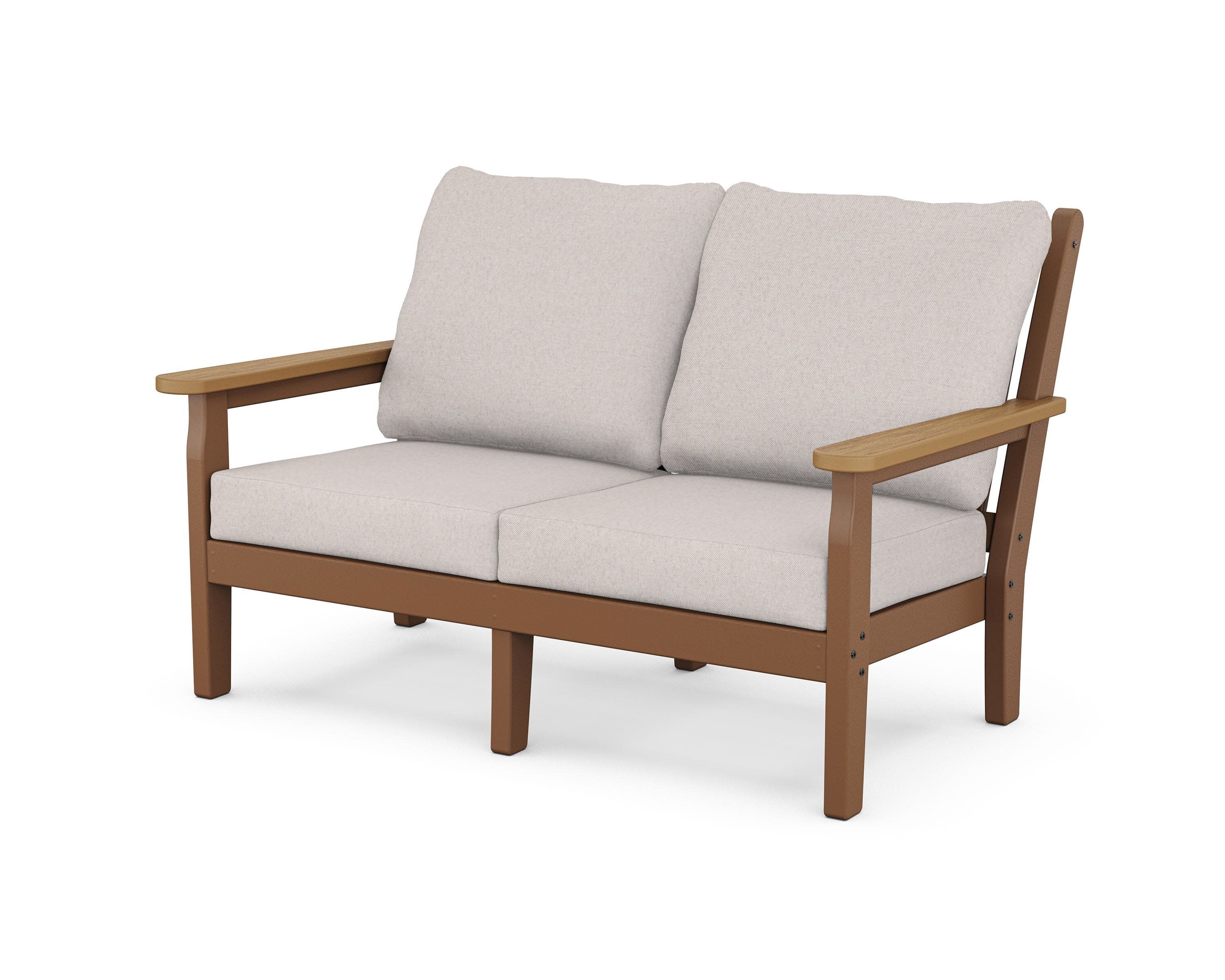 Chippendale Deep Seating Loveseat in Teak / Natural / Dune Burlap