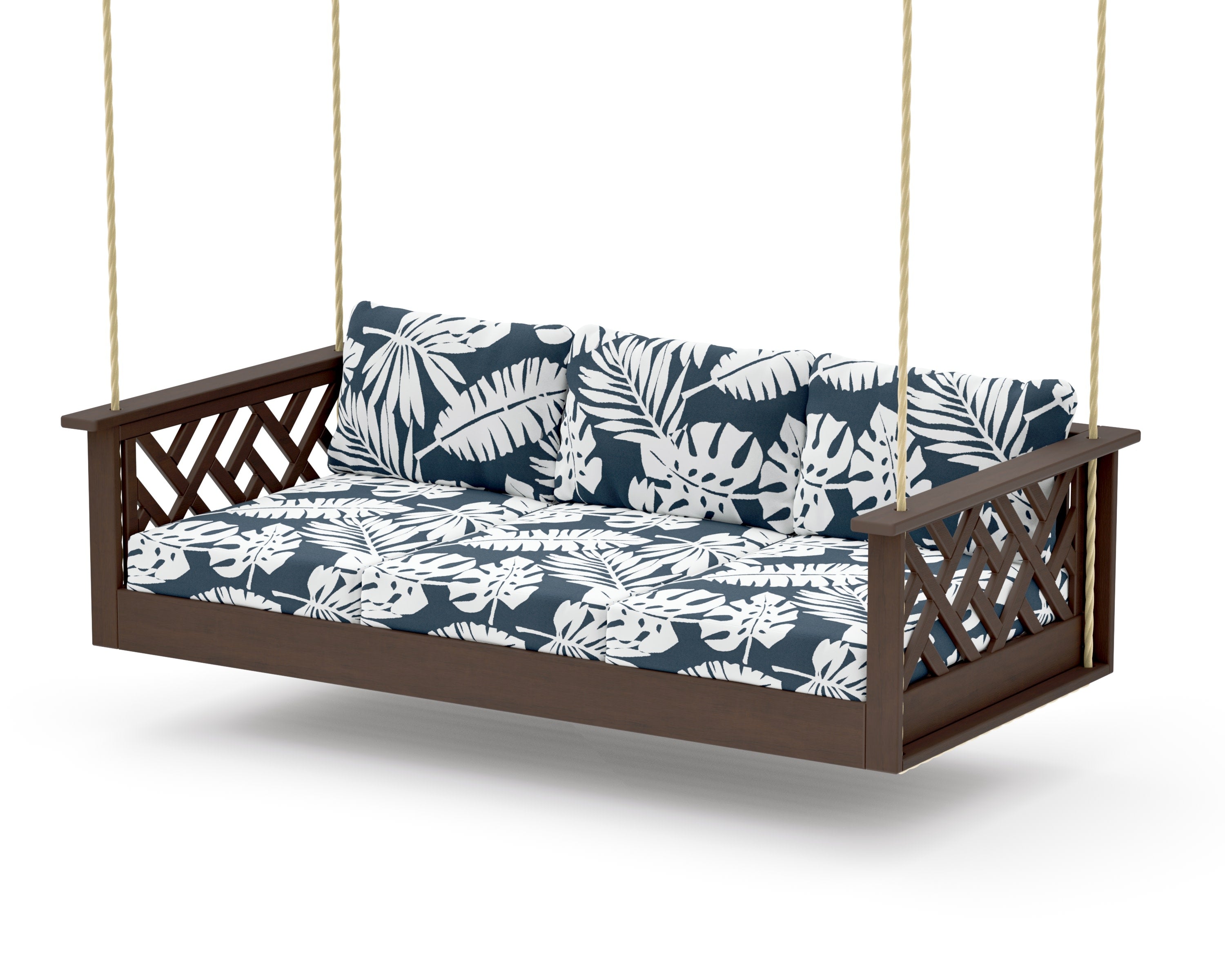 Chippendale Daybed Swing in Kona / Leaf Marine Indigo