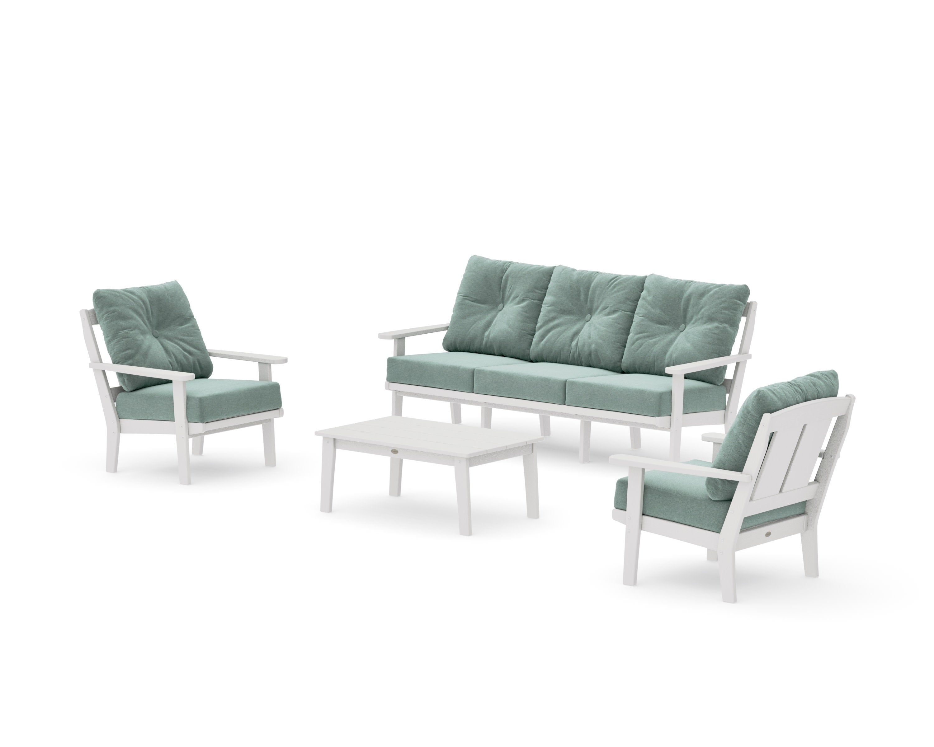 Mission 4-Piece Deep Seating Set with Sofa in Vintage White / Glacier Spa