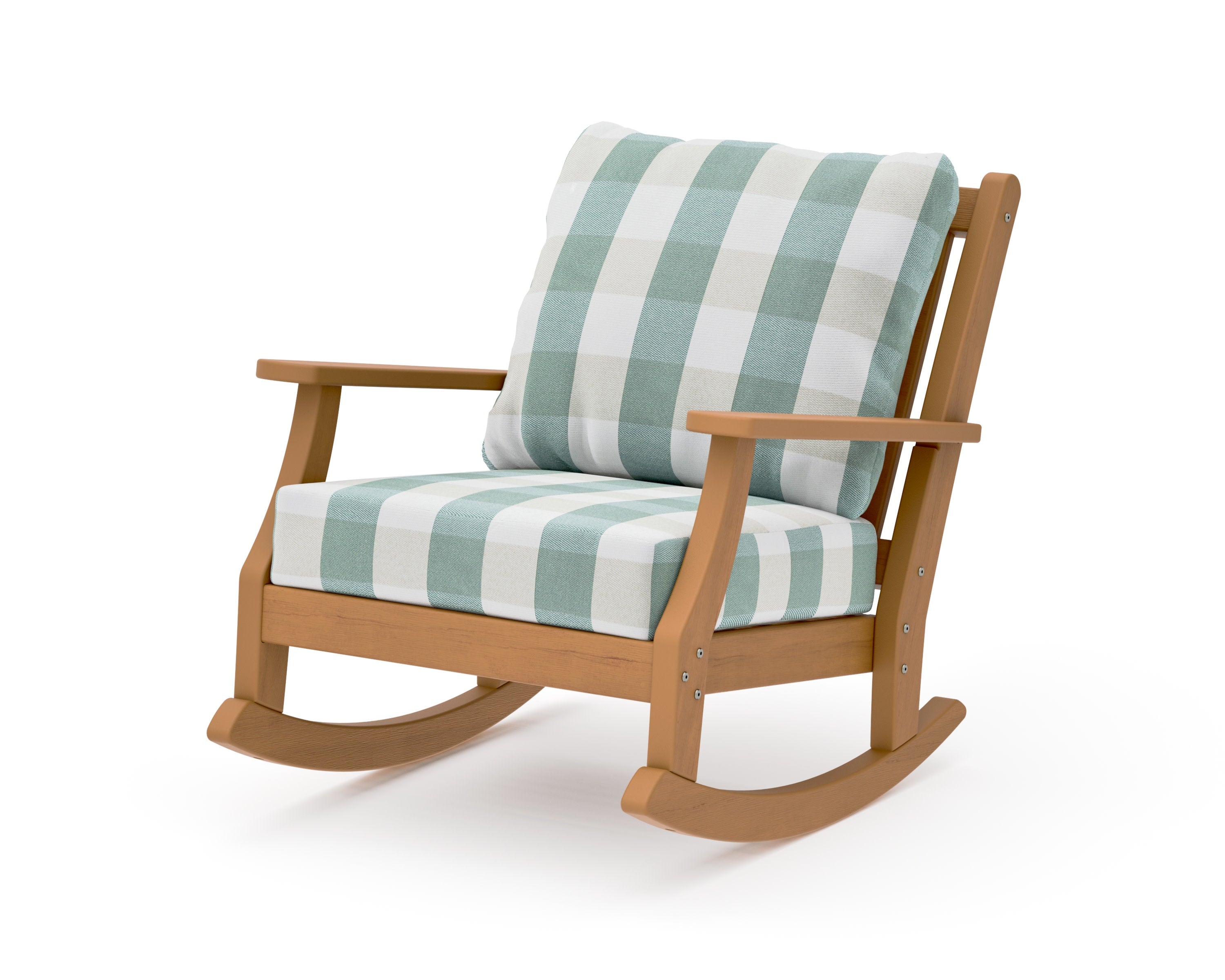 Wovendale Deep Seating Rocking Chair in Natural / Buffalo Plaid Glacier Spa