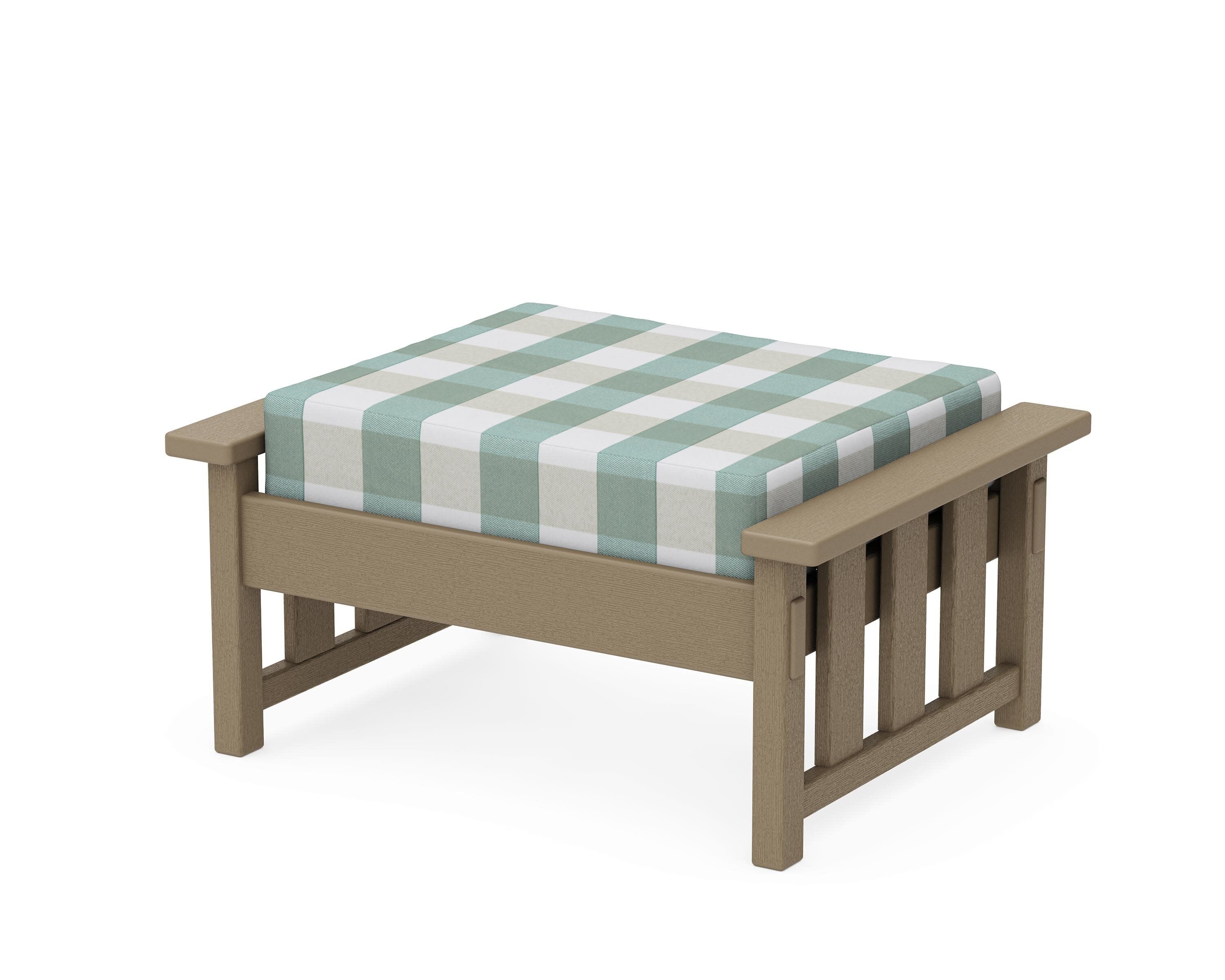 Acadia Deep Seating Ottoman in Vintage Sahara / Buffalo Plaid Glacier Spa