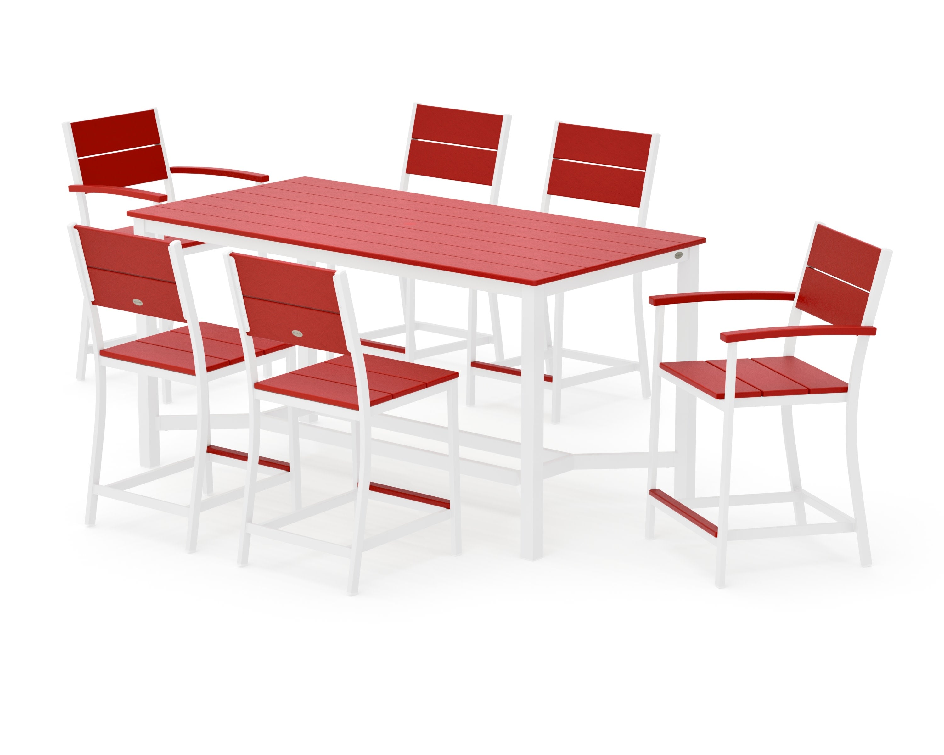 Main Street 7-Piece Counter Set in White / Sunset Red