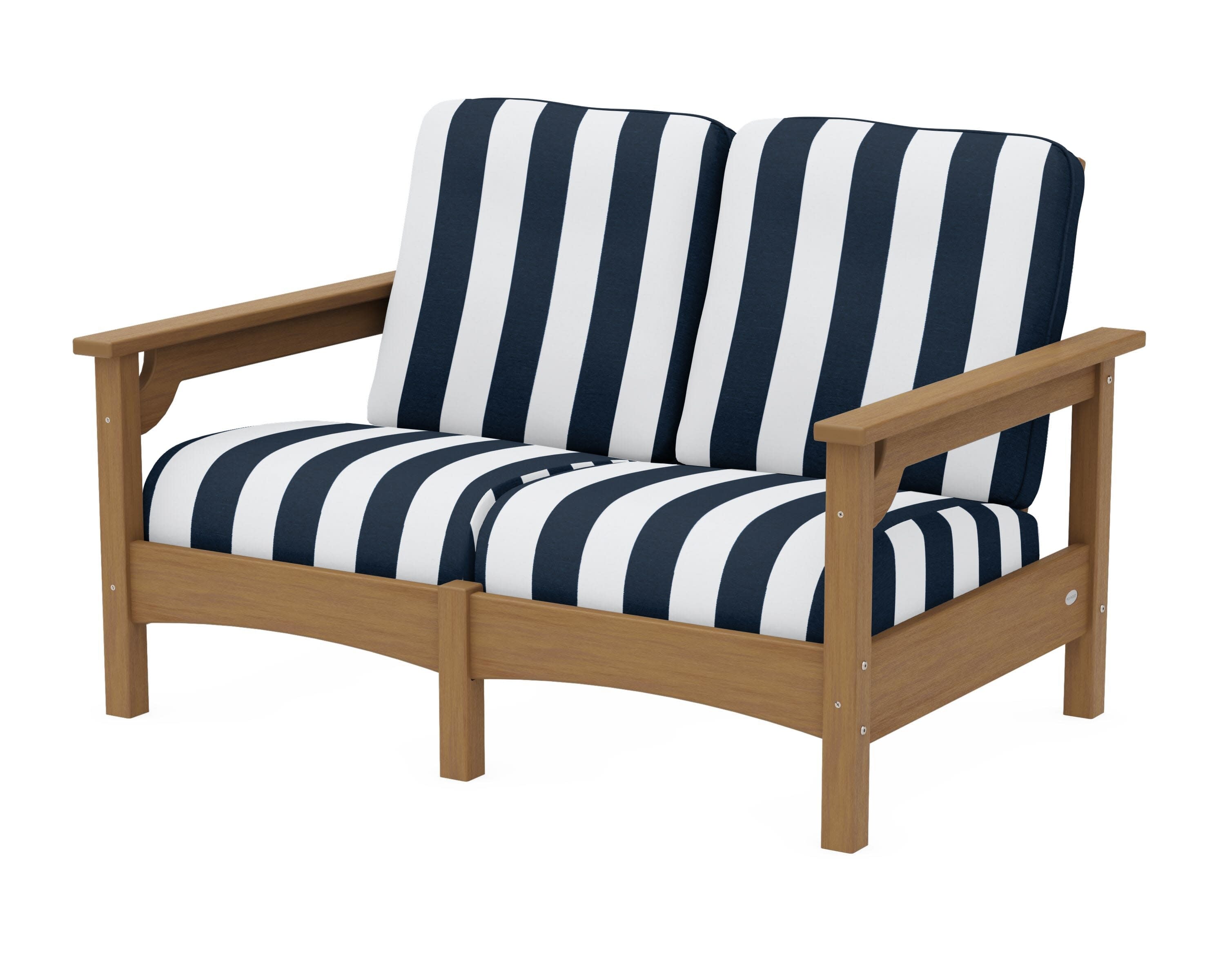 Club Loveseat in Natural / Cabana Stripe Marine Indigo