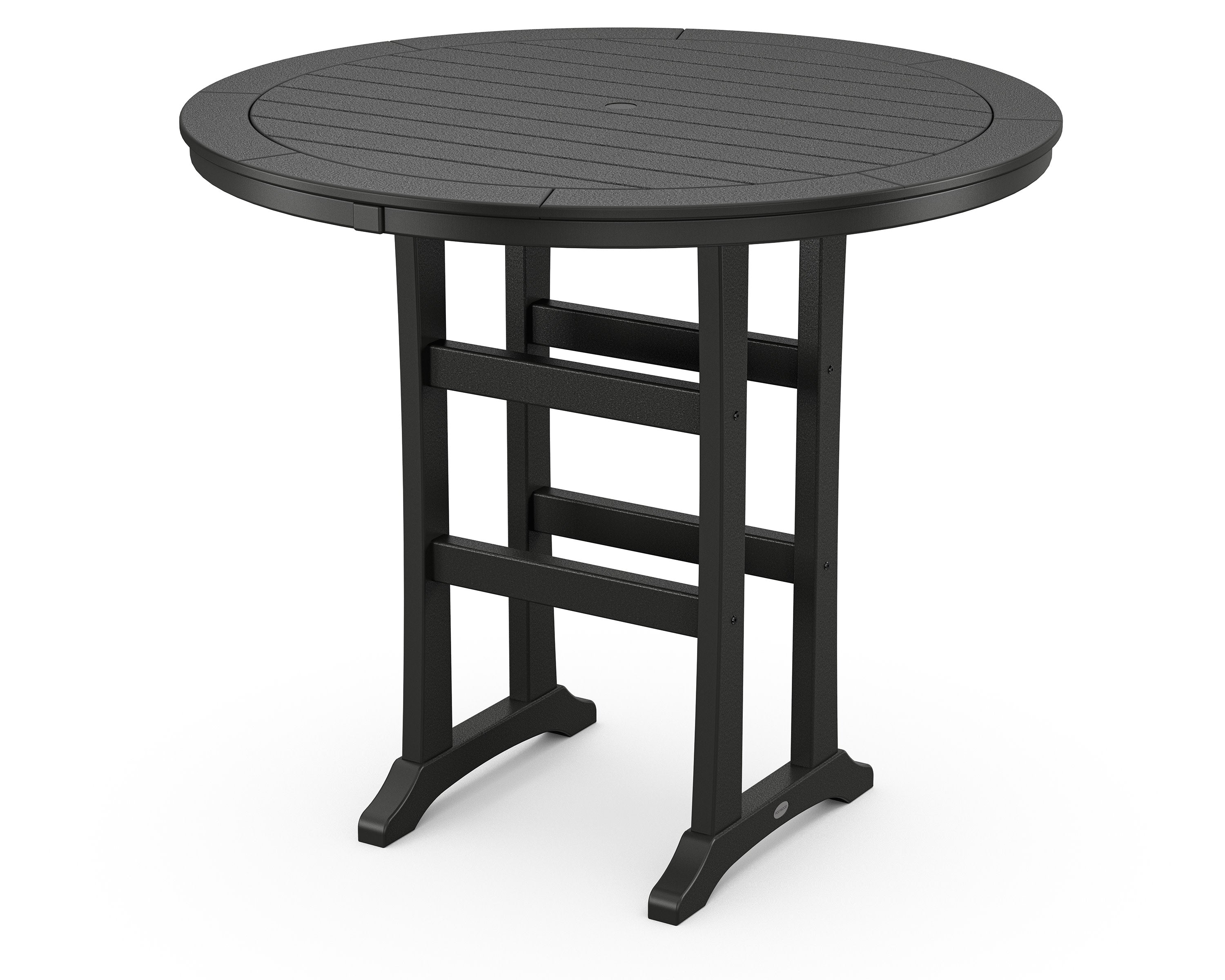 Nautical Trestle 48" Round Bar Table in Black