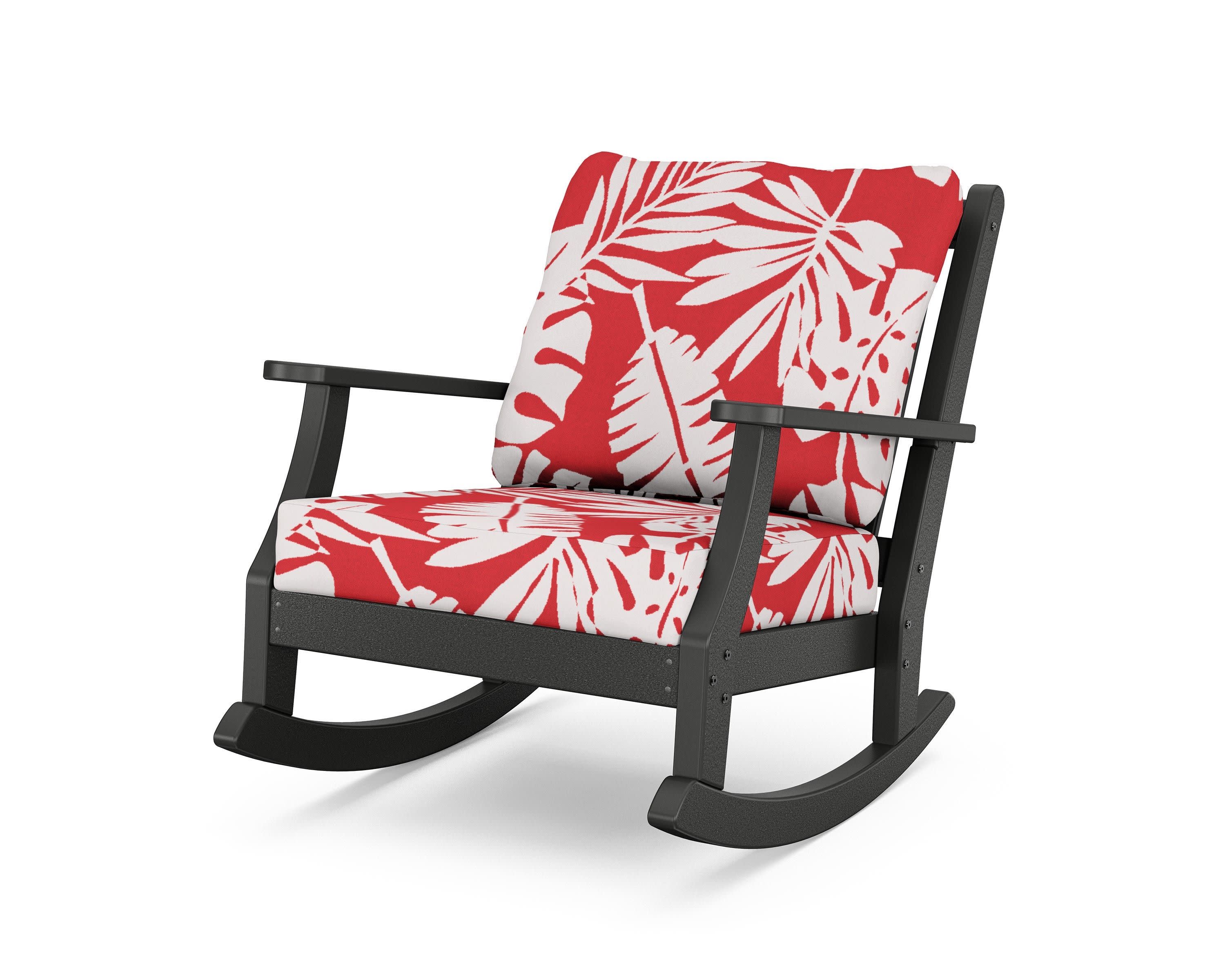Wovendale Deep Seating Rocking Chair in Black / Leaf Crimson