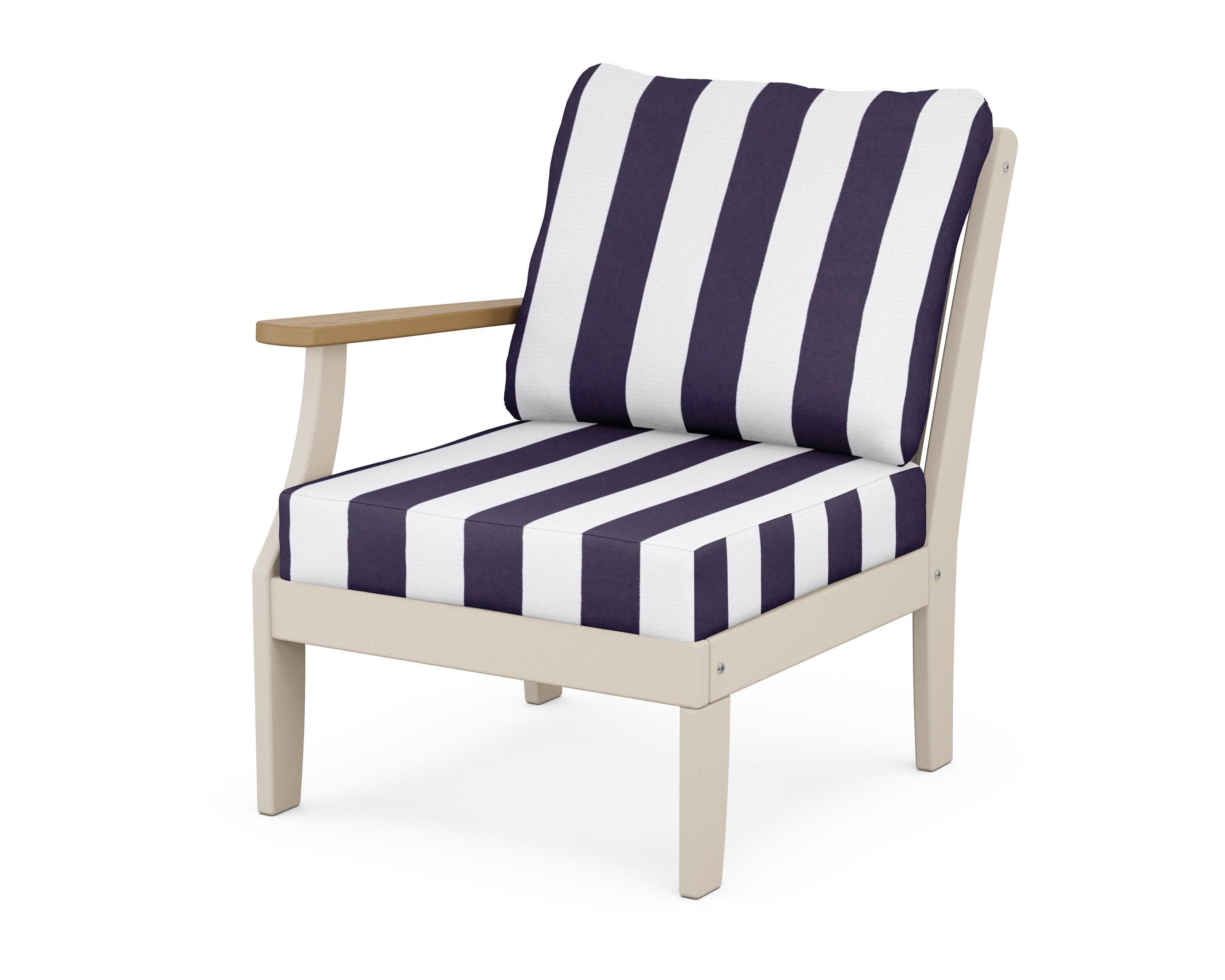 Braxton Modular Left Arm Chair in Sand / Natural / Cabana Stripe Navy