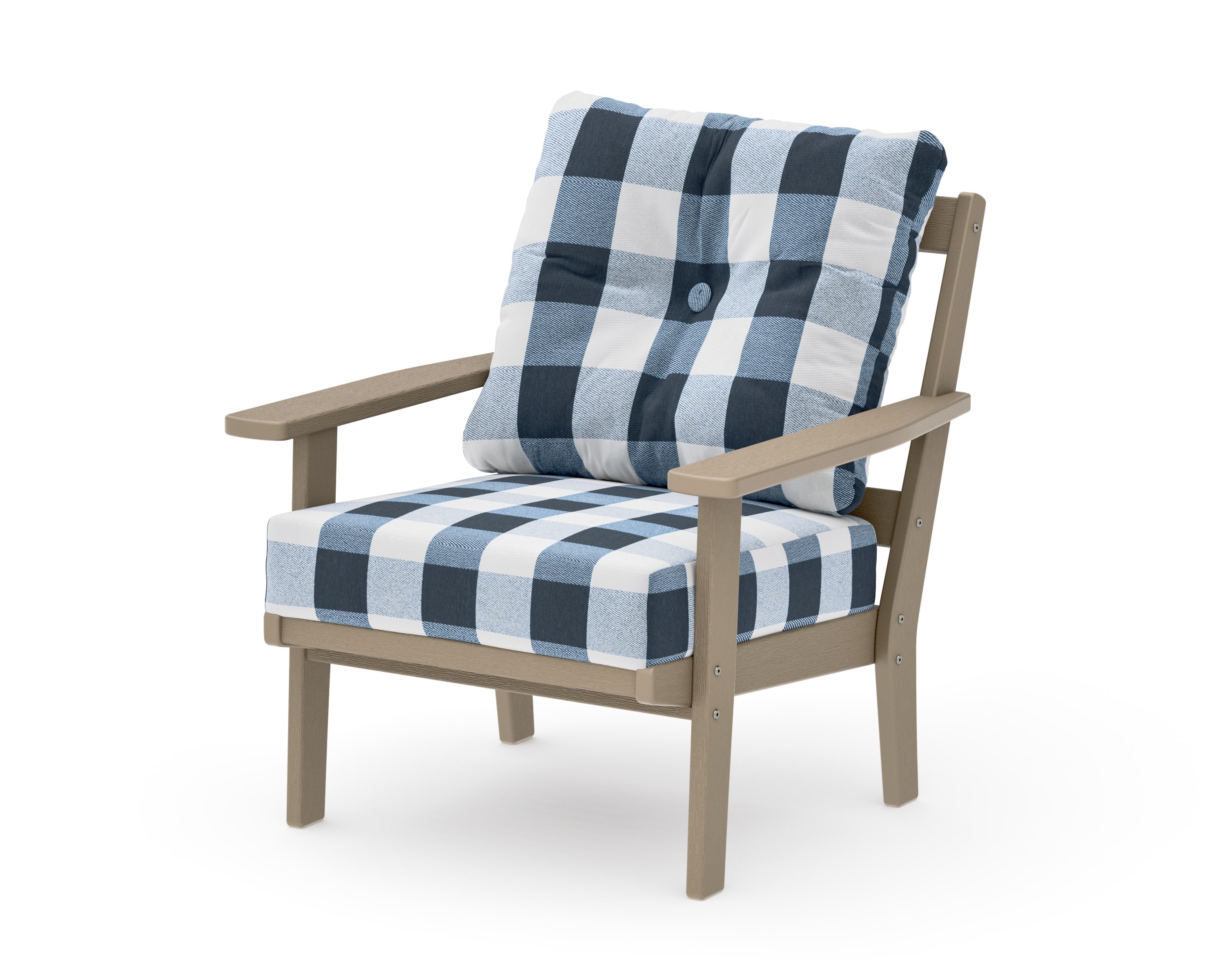 Oxford Deep Seating Chair in Vintage Sahara / Buffalo Plaid Marine Indigo