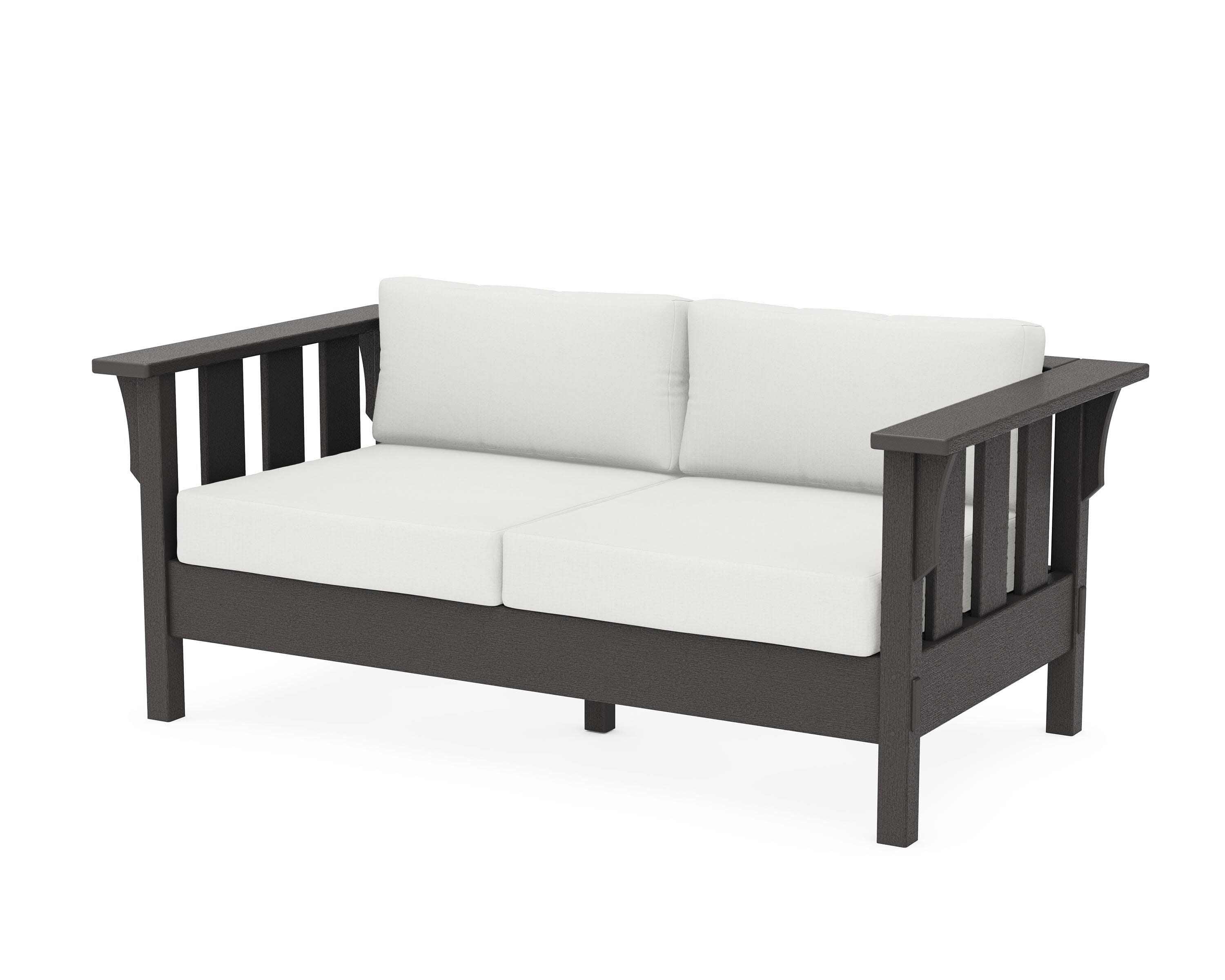 Acadia Deep Seating Loveseat in Vintage Coffee / Natural Linen