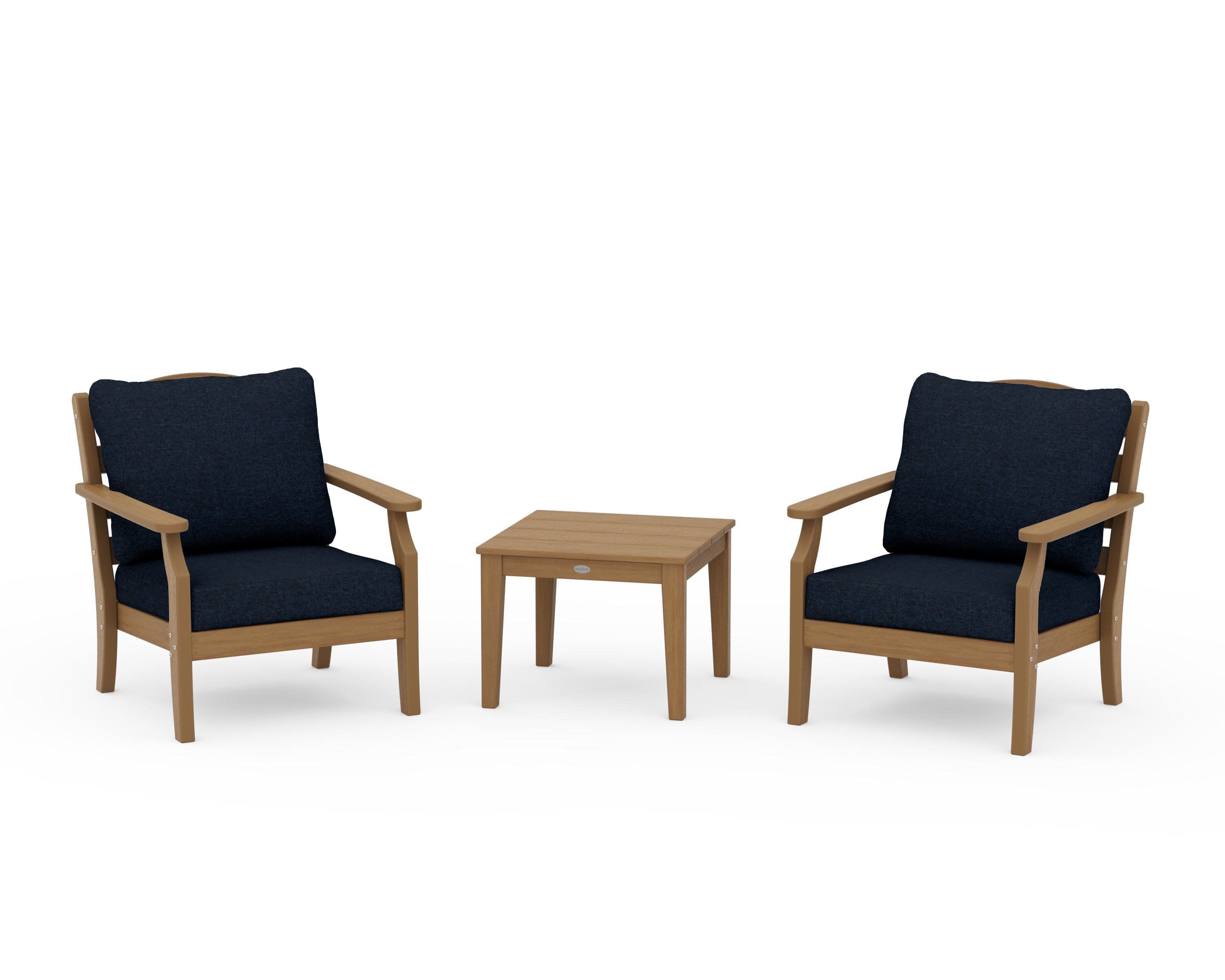 Savannah 3-Piece Deep Seating Set in Natural / Marine Indigo