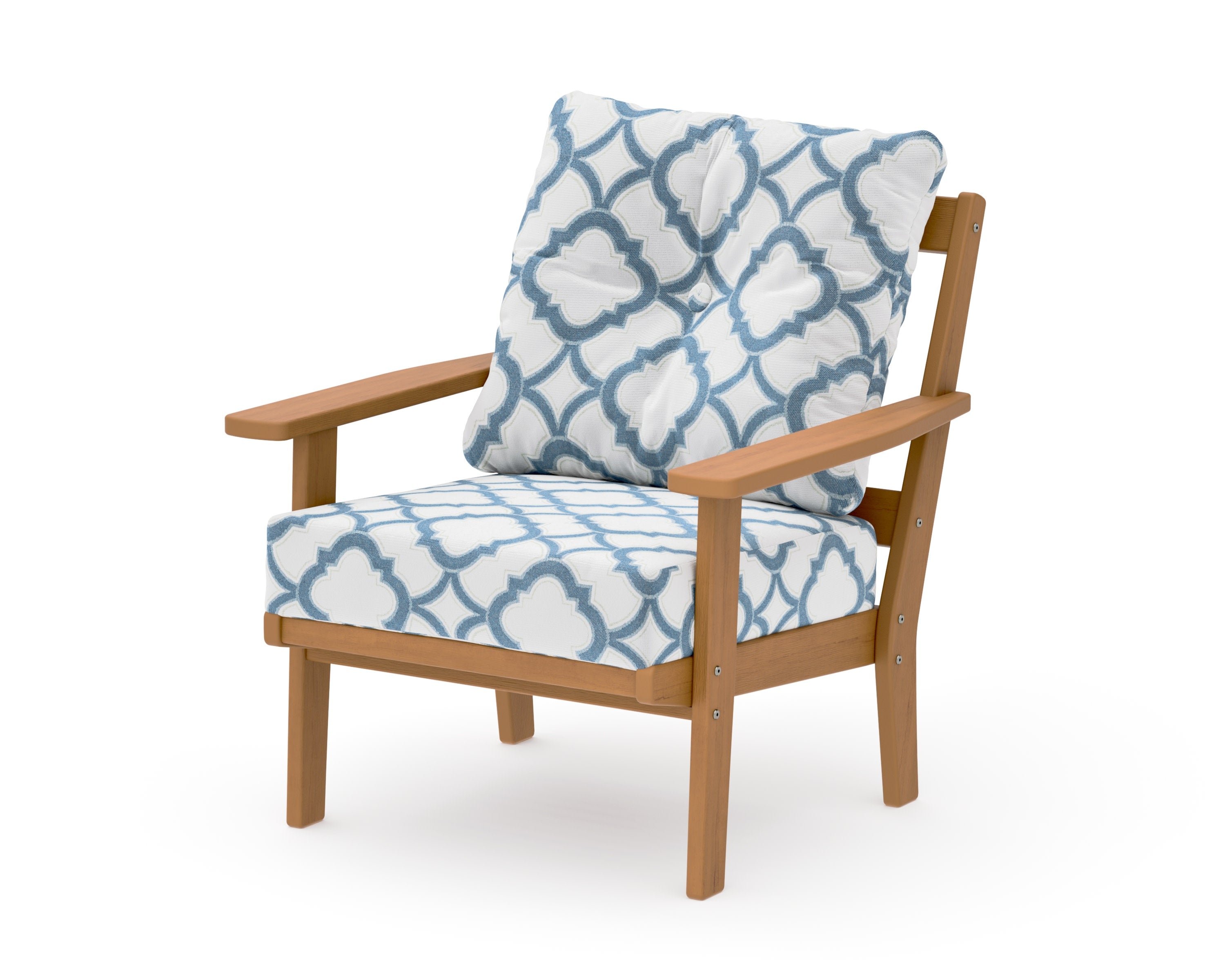 Oxford Deep Seating Chair in Natural / Trellis Sky Blue