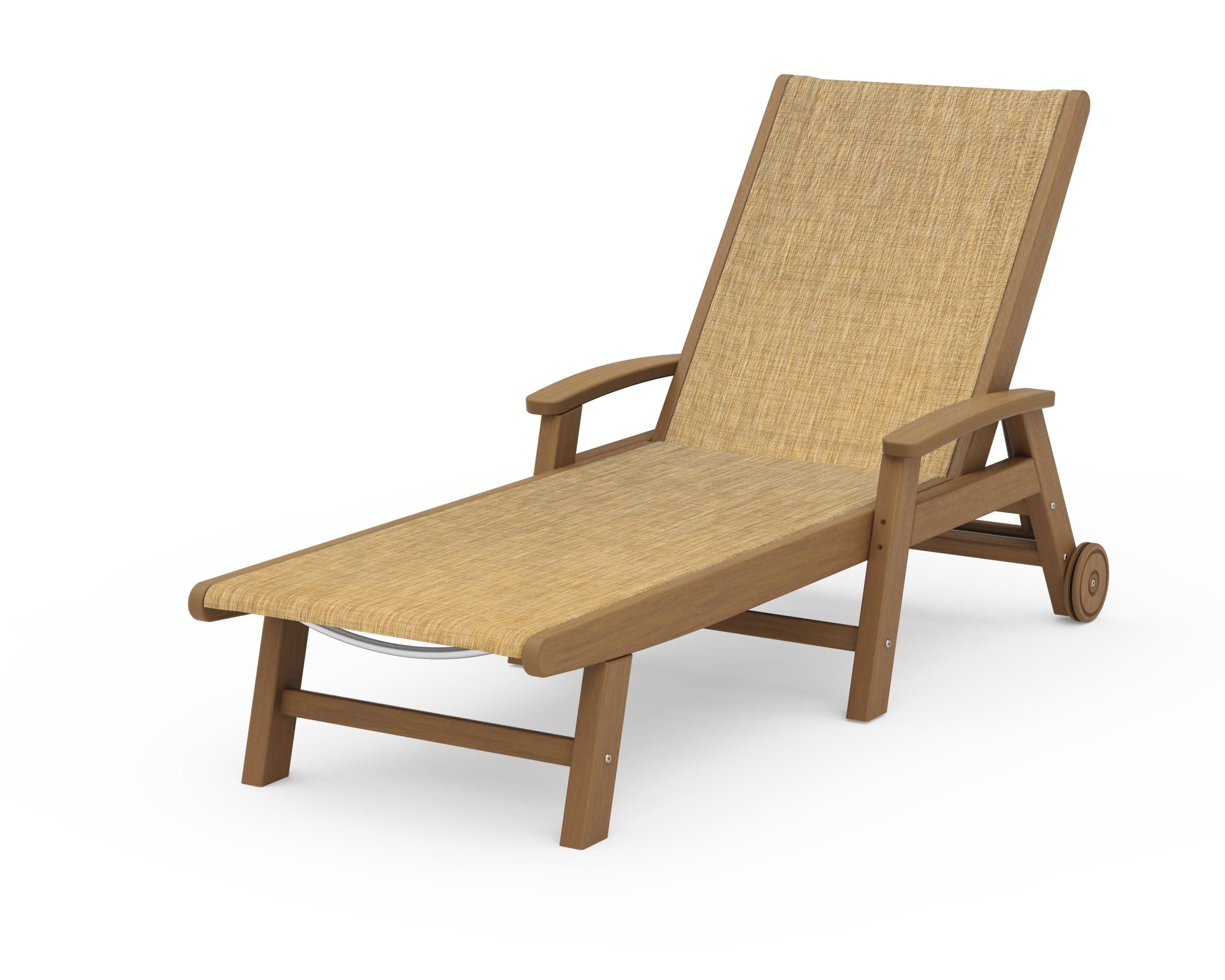 Coastal Chaise with Wheels in Natural / Burlap Sling