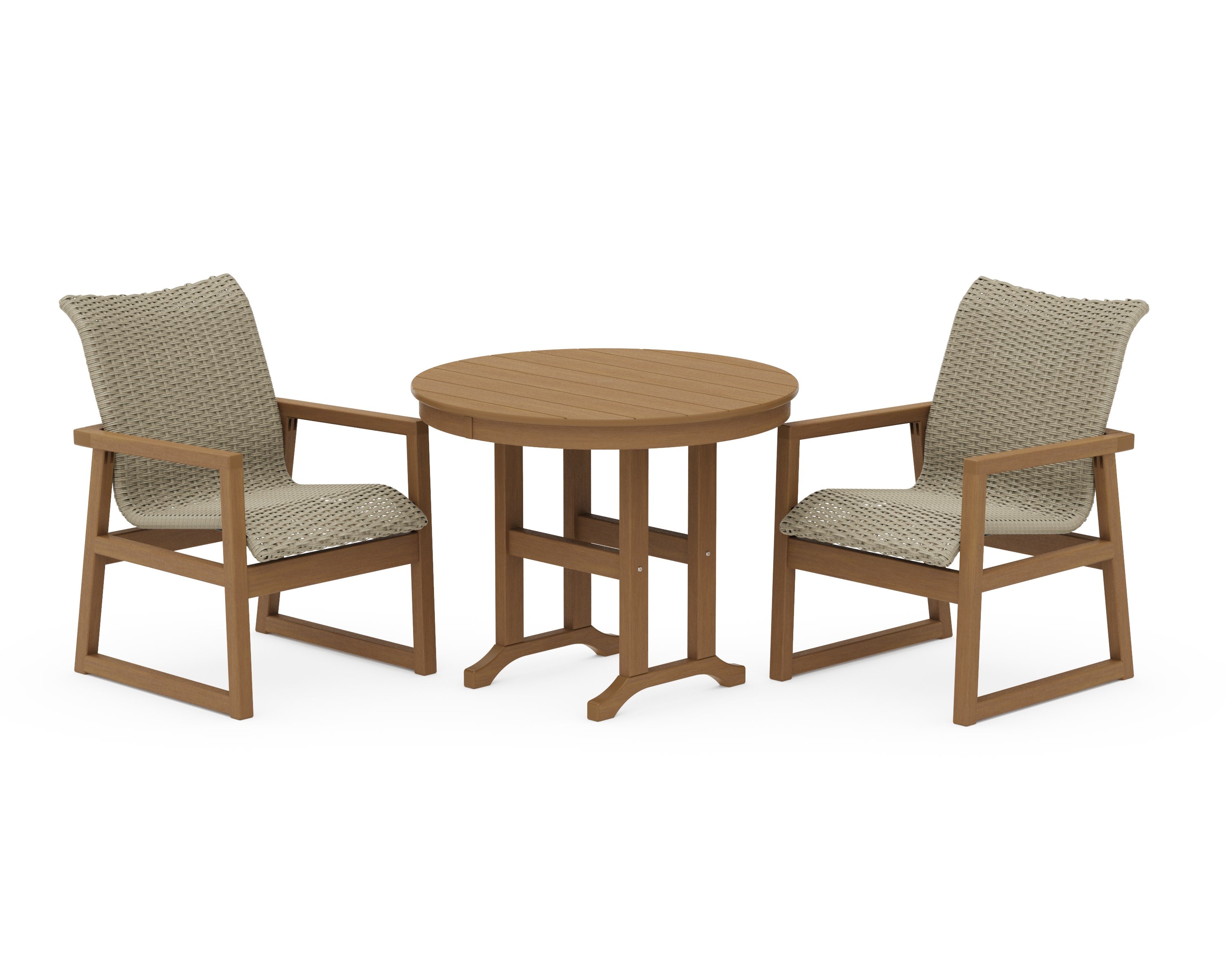 EDGE Woven 3-Piece Farmhouse Dining Set in Natural / Dune Grass