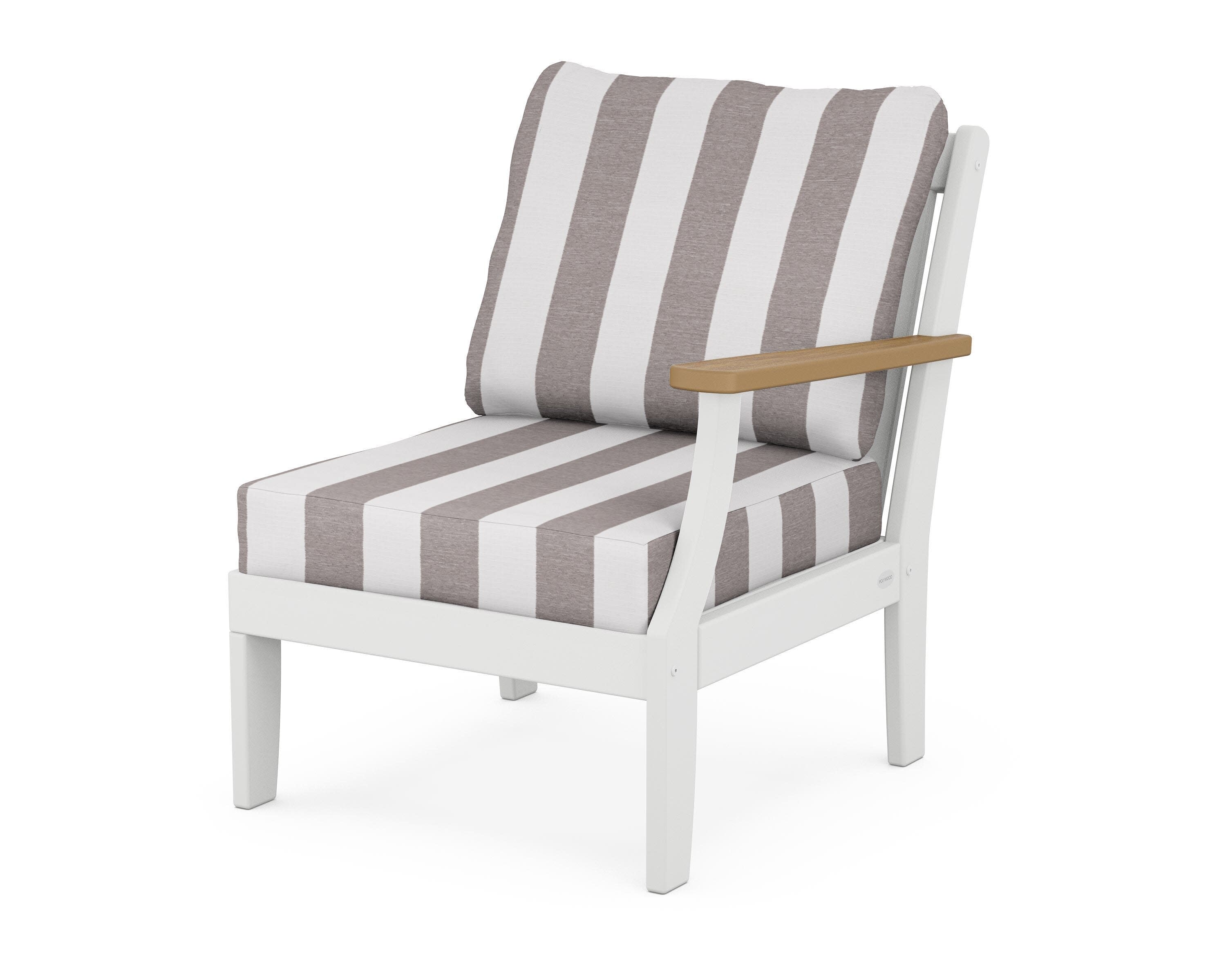 Braxton Modular Right Arm Chair in White / Natural / Cabana Stripe Grey Mist