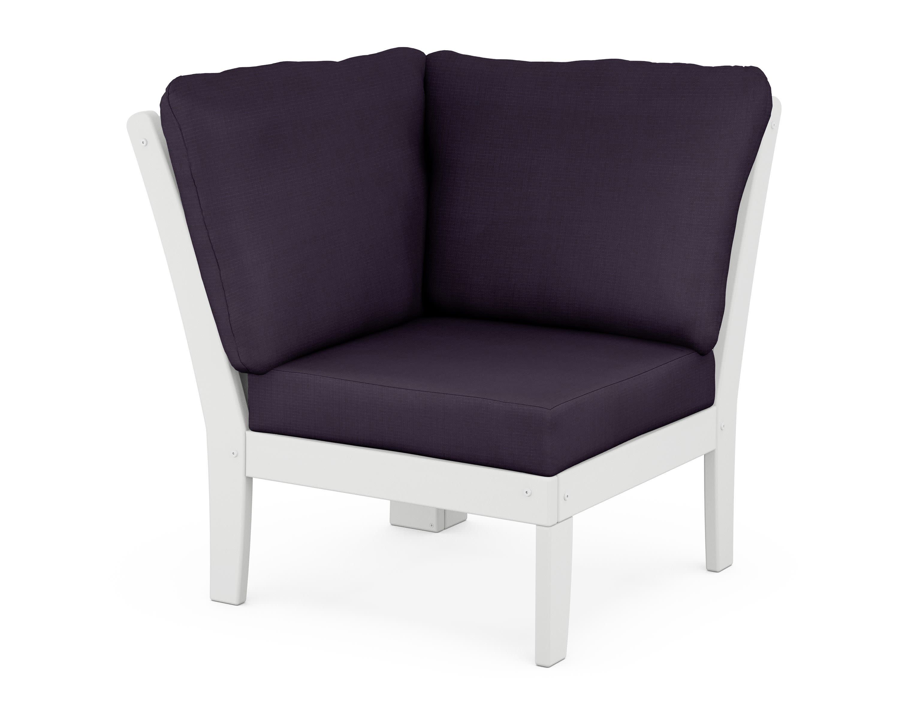 Braxton Modular Corner Chair in White / Navy Linen