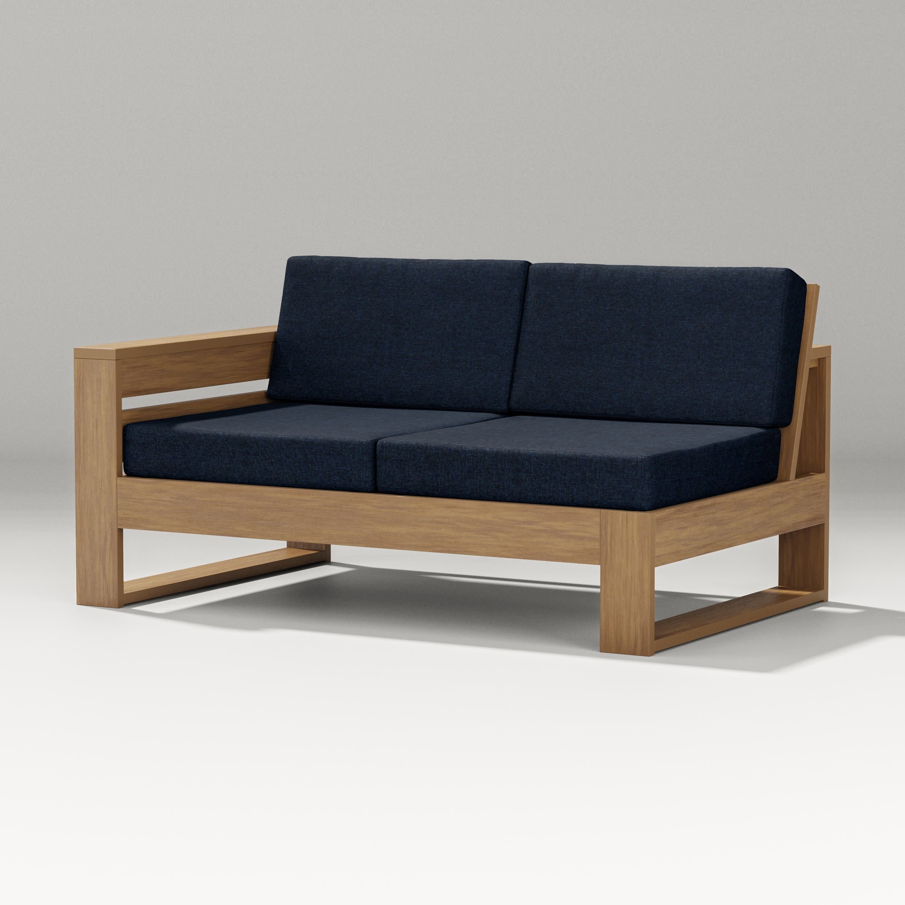 Latitude Modular Left Arm Loveseat in Natural / Marine Indigo
