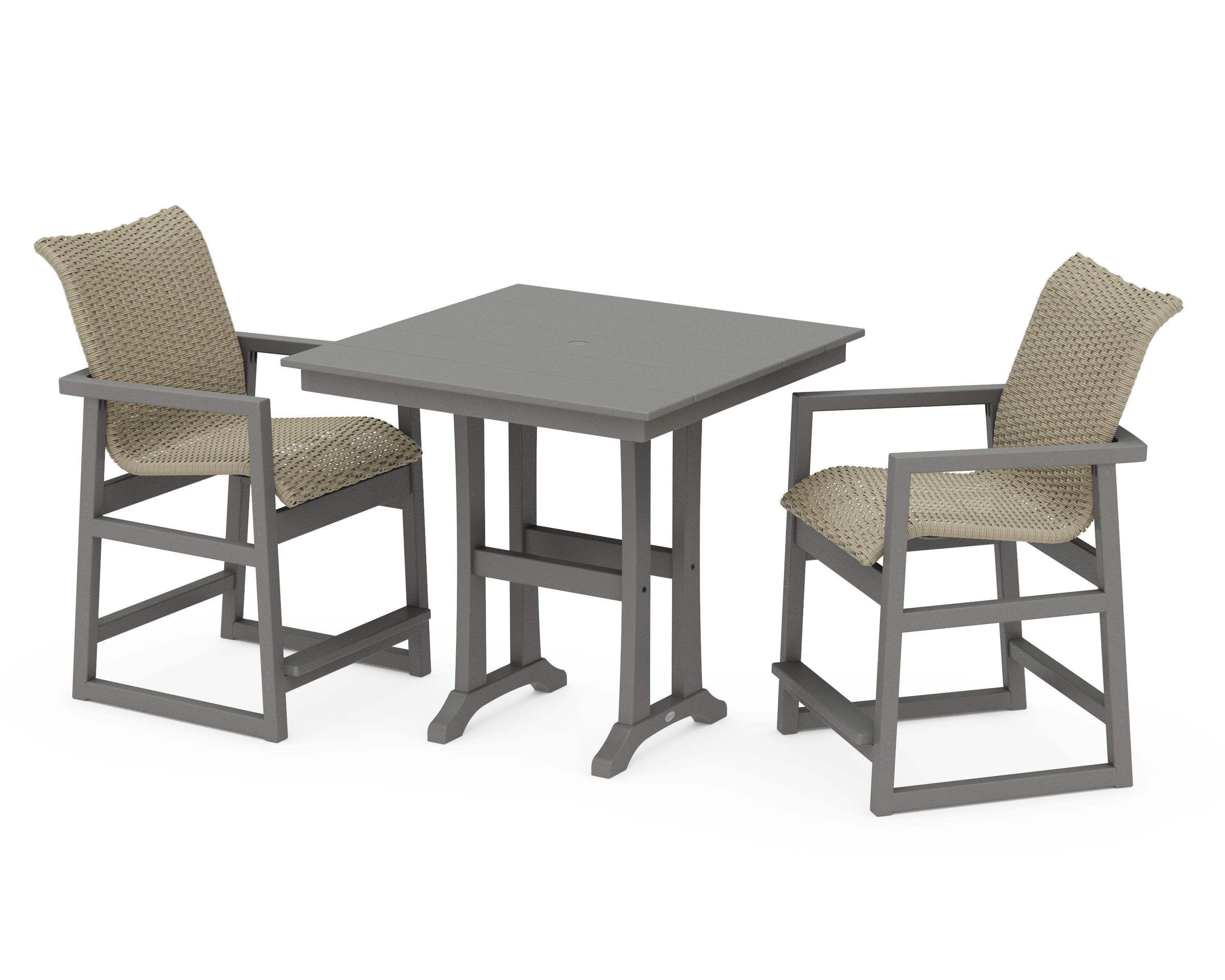 EDGE Woven 3-Piece Farmhouse Counter Set with Trestle Legs