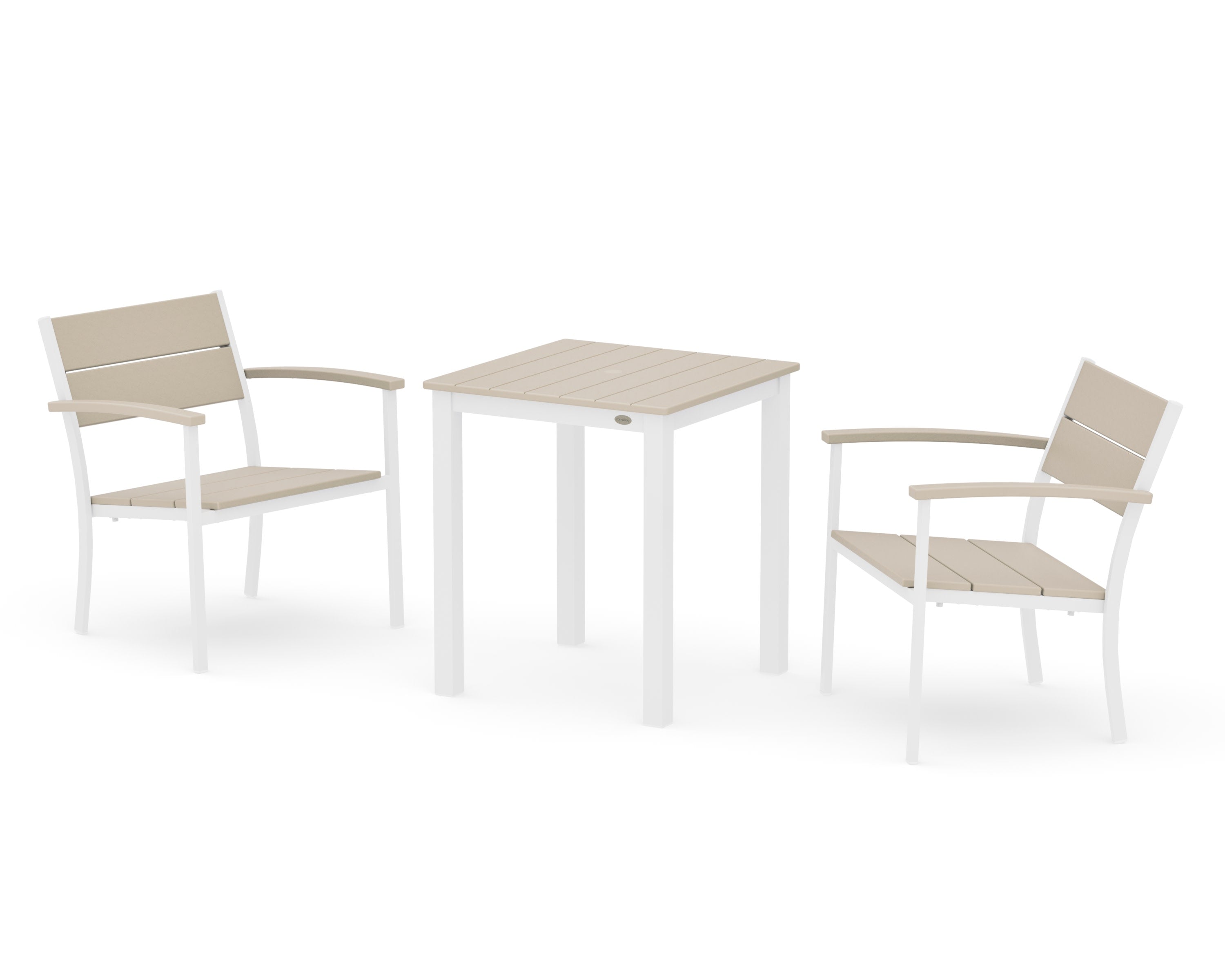 Main Street 3-Piece Square Dining Set in White / Sand