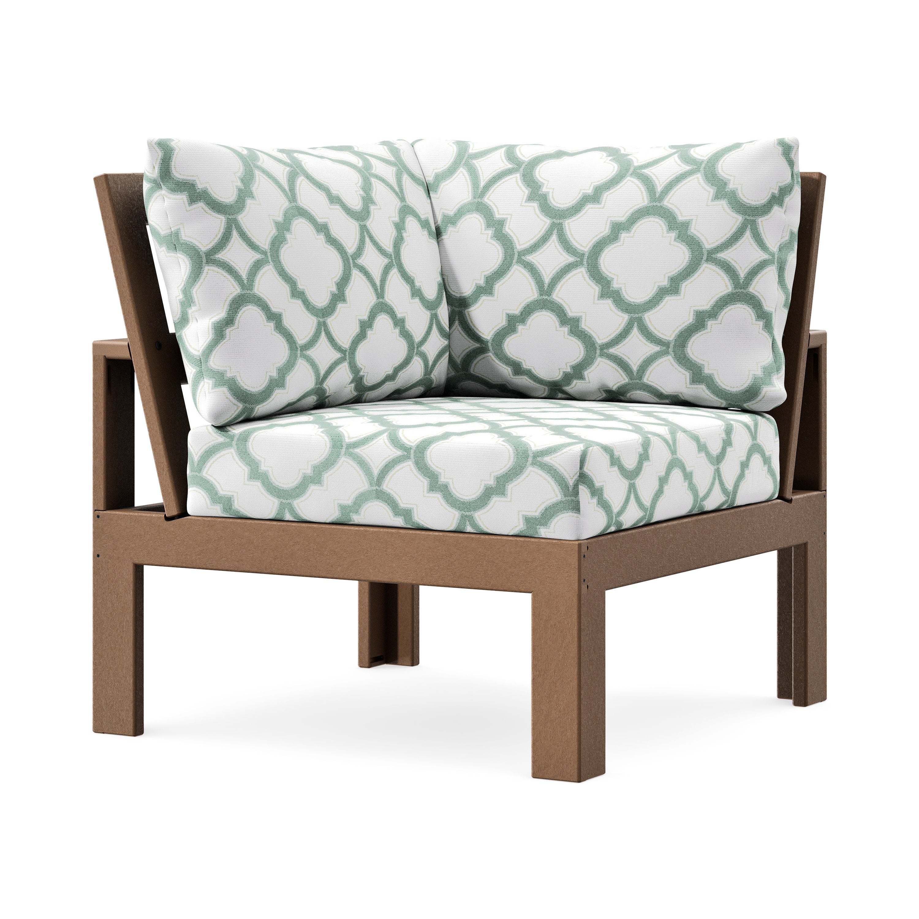 Modular Corner Chair in Teak / Trellis Glacier Spa