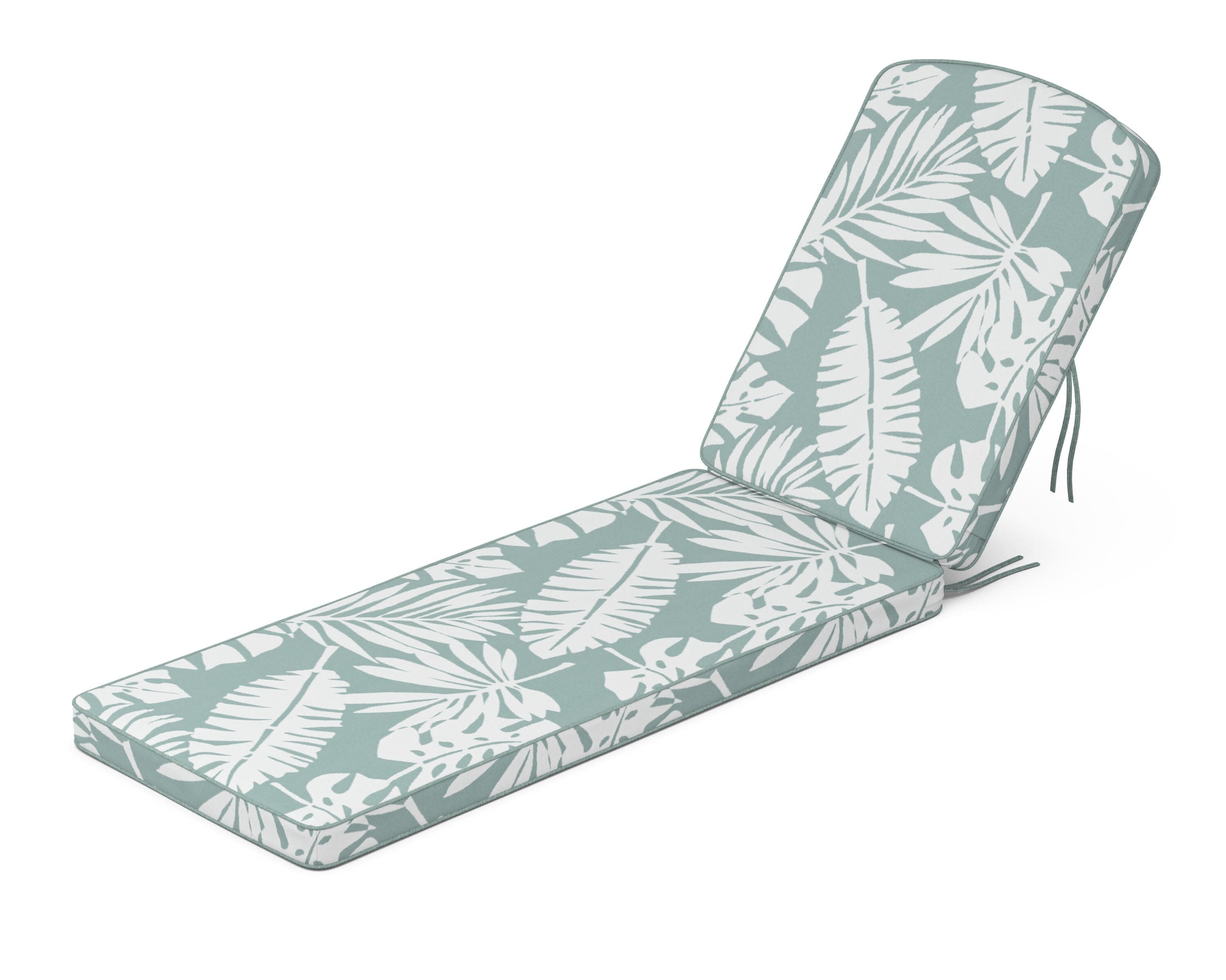 Chinoiserie Chaise Cushion in Leaf Glacier Spa