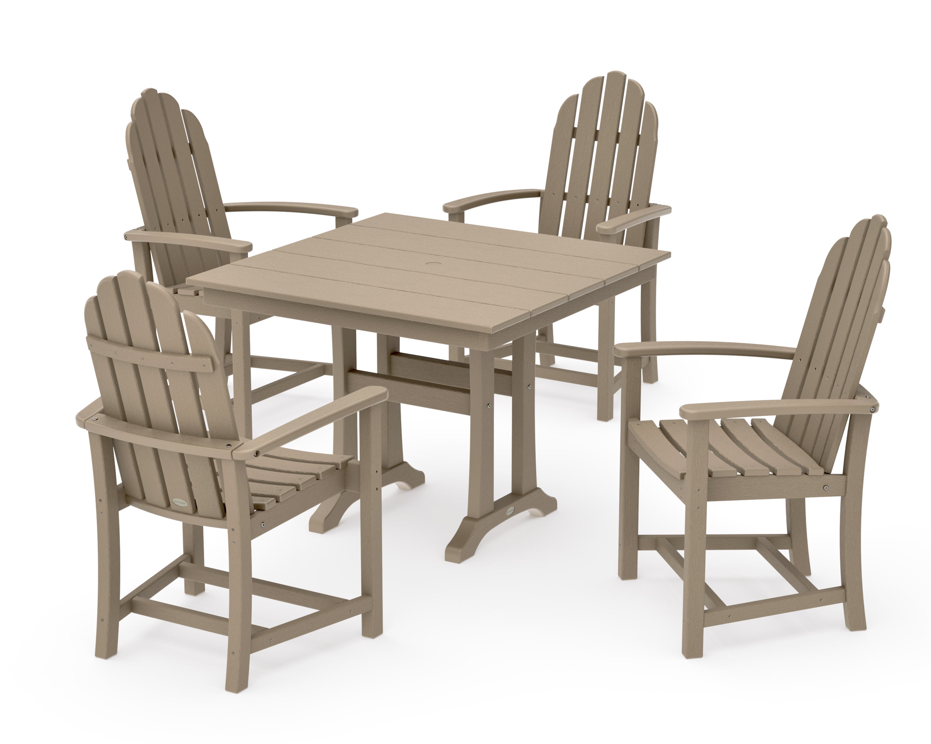 Classic Adirondack 5-Piece Farmhouse Dining Set With Trestle Legs in Vintage Sahara