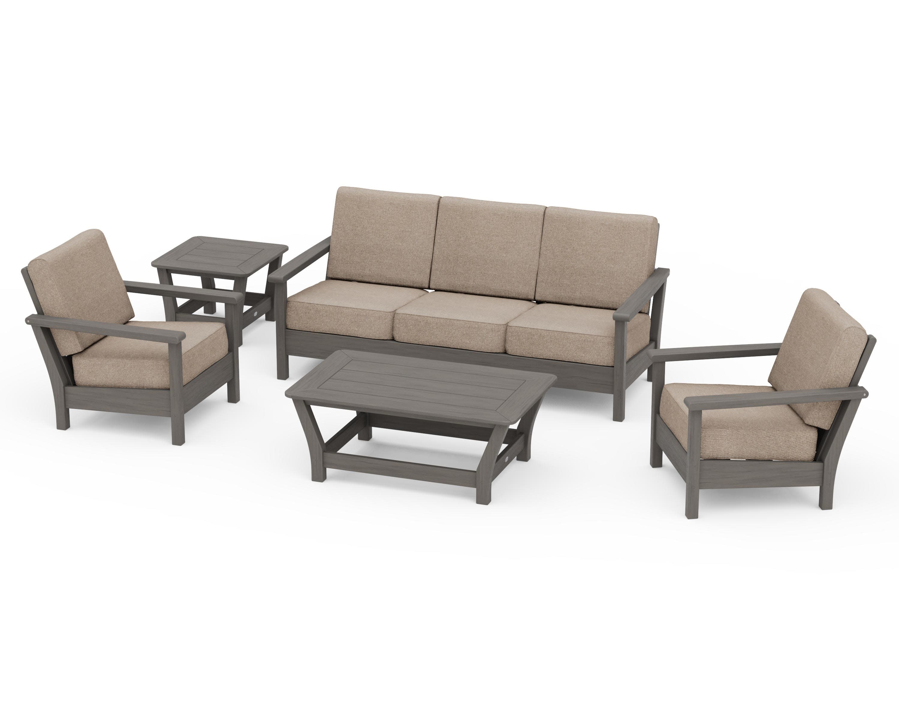 Harbour 5-Piece Deep Seating Set in Driftwood / Spiced Burlap