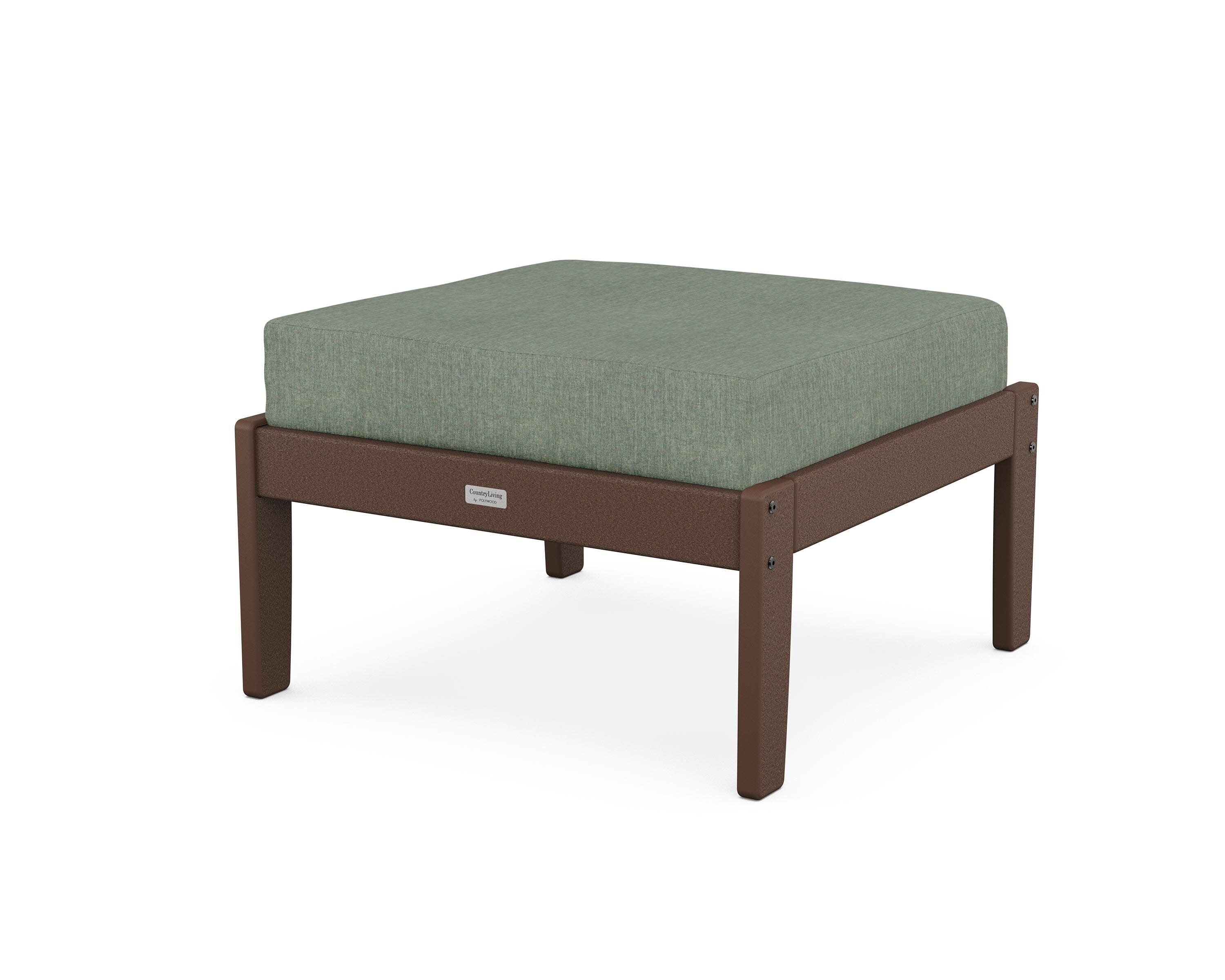 Cottage Deep Seating Ottoman in Mahogany / Cast Sage