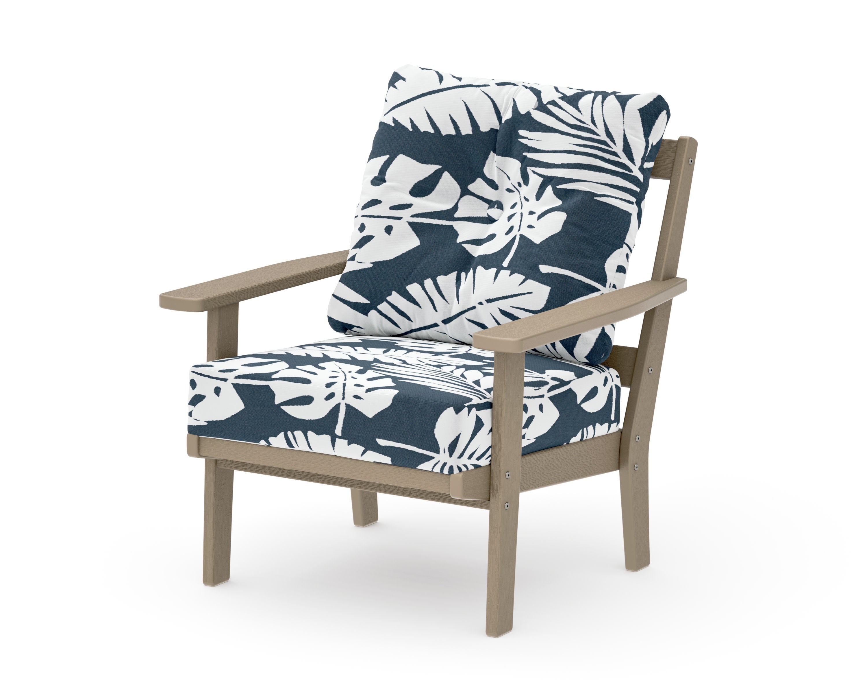 Oxford Deep Seating Chair in Vintage Sahara / Leaf Marine Indigo